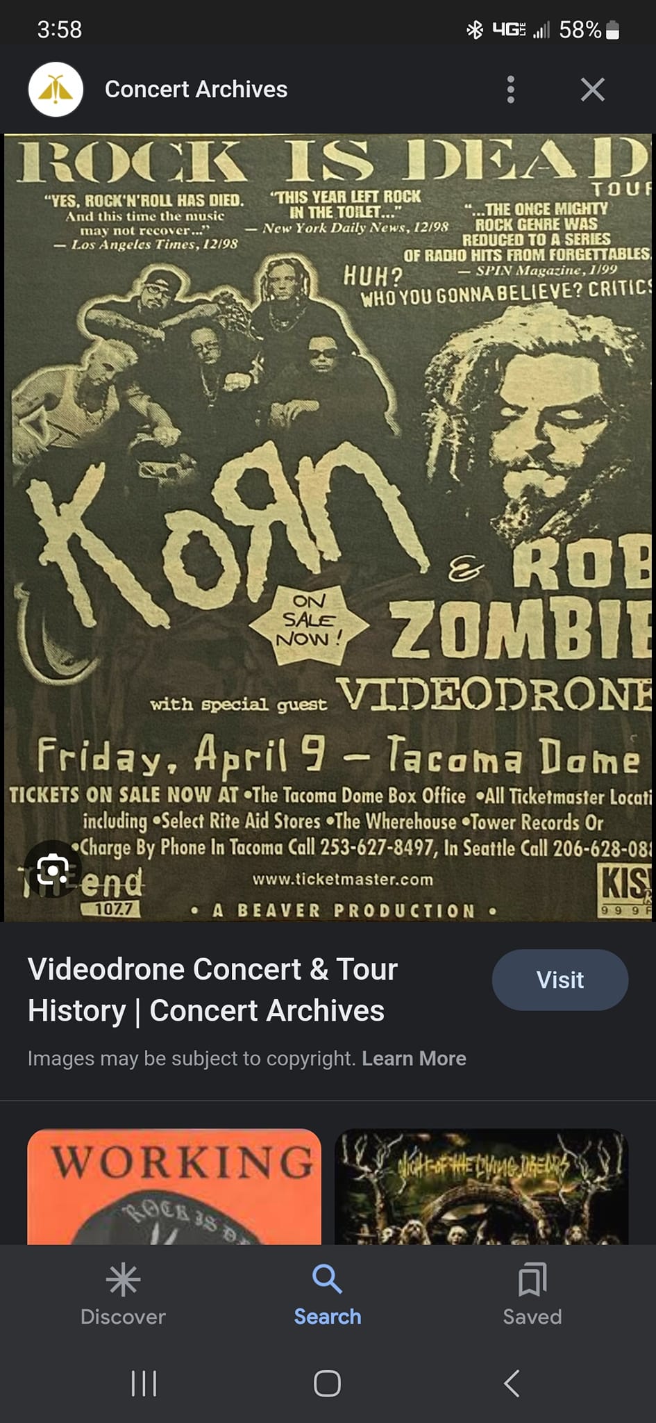 Where to find Korn and Rob Zombie's Rock Is Dead tour poster from
