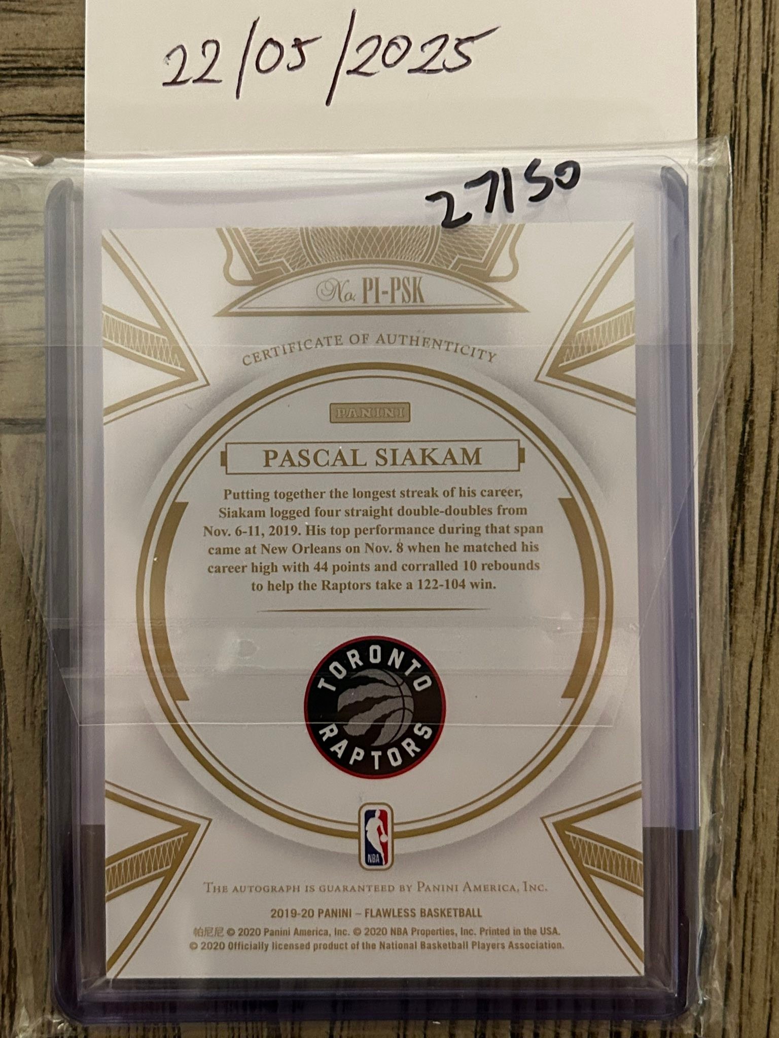 Pascal Siakam premium ink auto gold card for sale