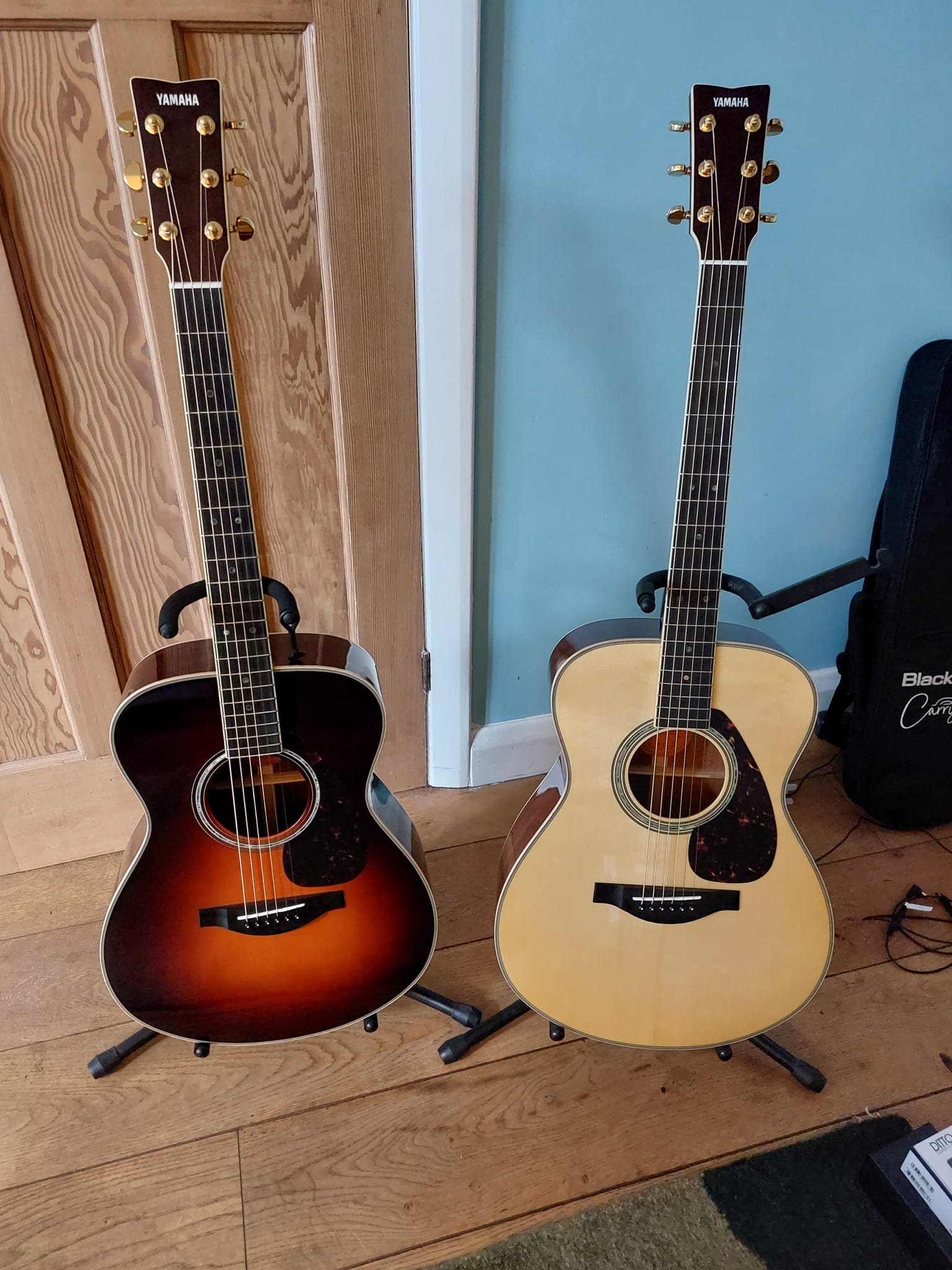 Both LS16. The sunburst is Rosewood b&s and the natural Mahogany 