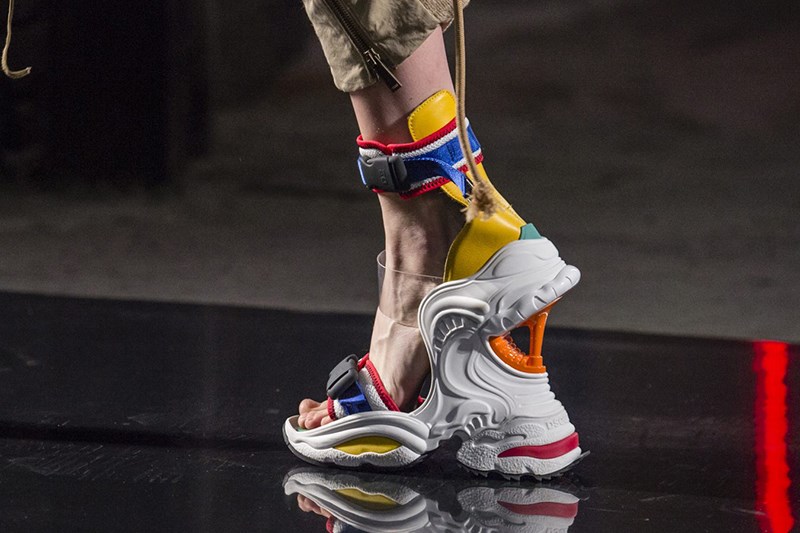 The Giant Heels: fluorescent trimmed sandals from #Dsquared2
