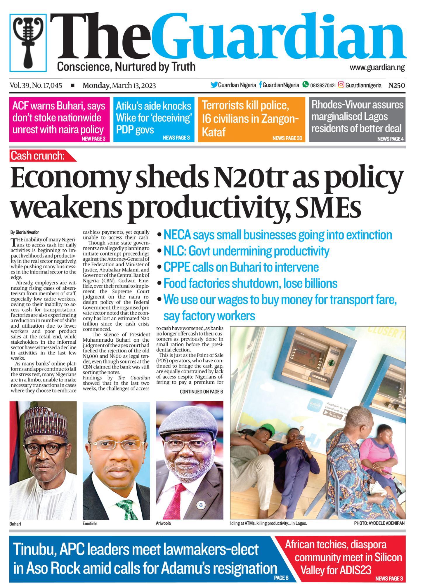 Guardian Nigeria - These are the headlines in today’s edition of The ...