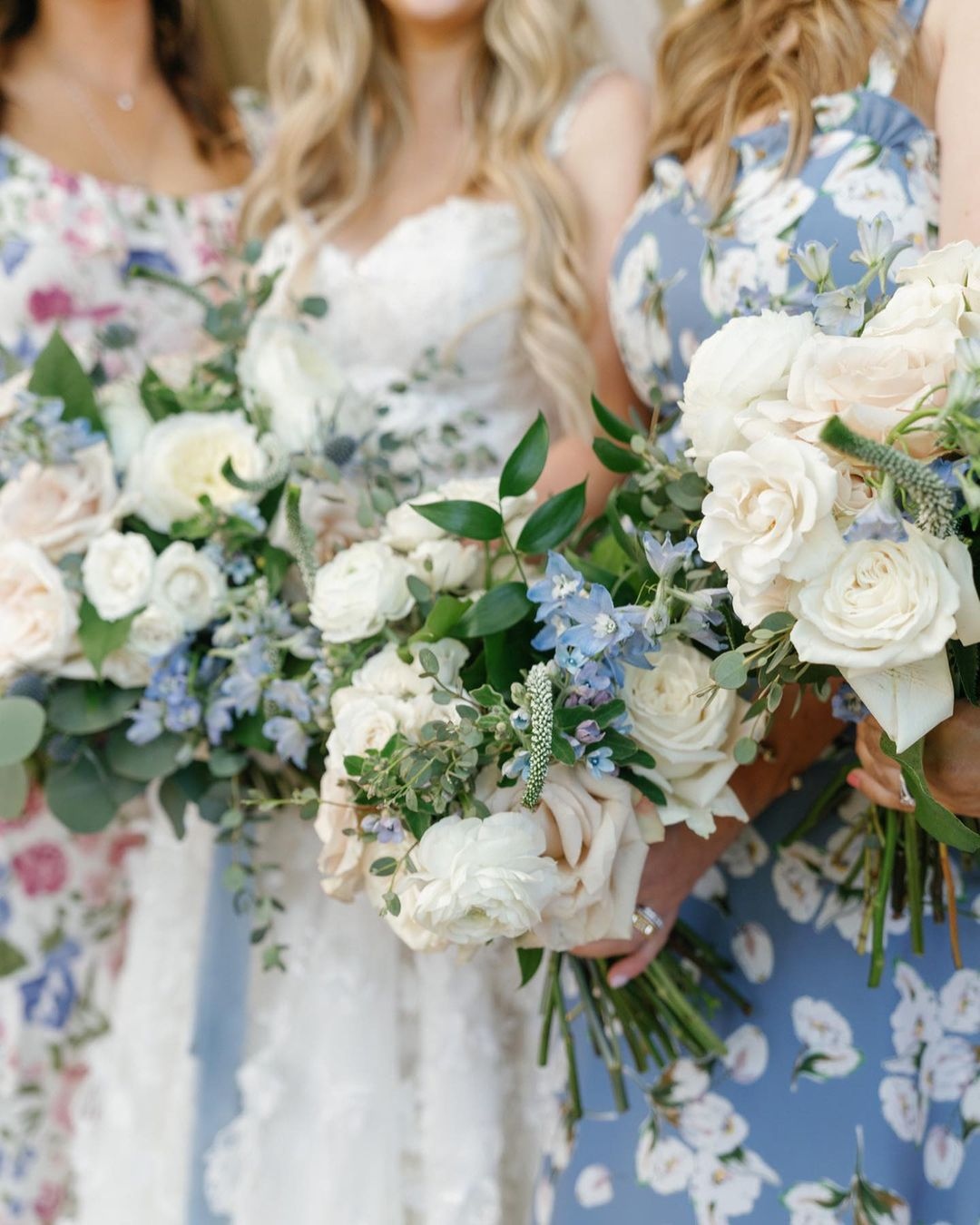 We are living for the mis-matched, floral bridesmaid dress trend. Letting your favorite ladies show off their personality and glow in something they're comfortable in is fab