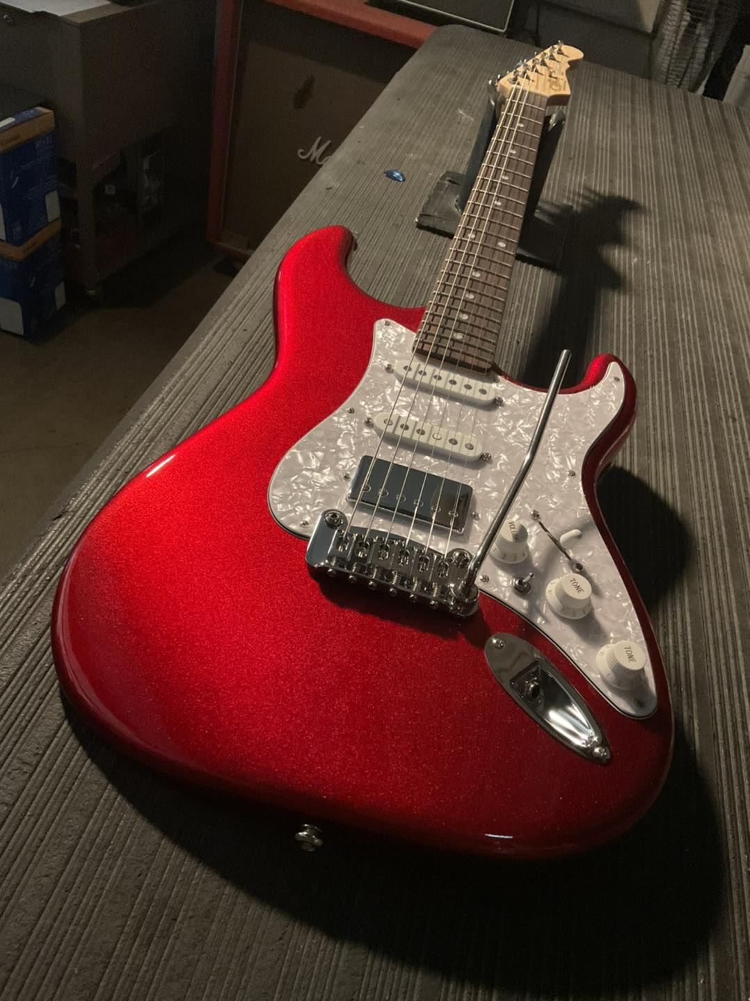 Here's a Legacy HSS in Candy Apple Red Metallic over empress