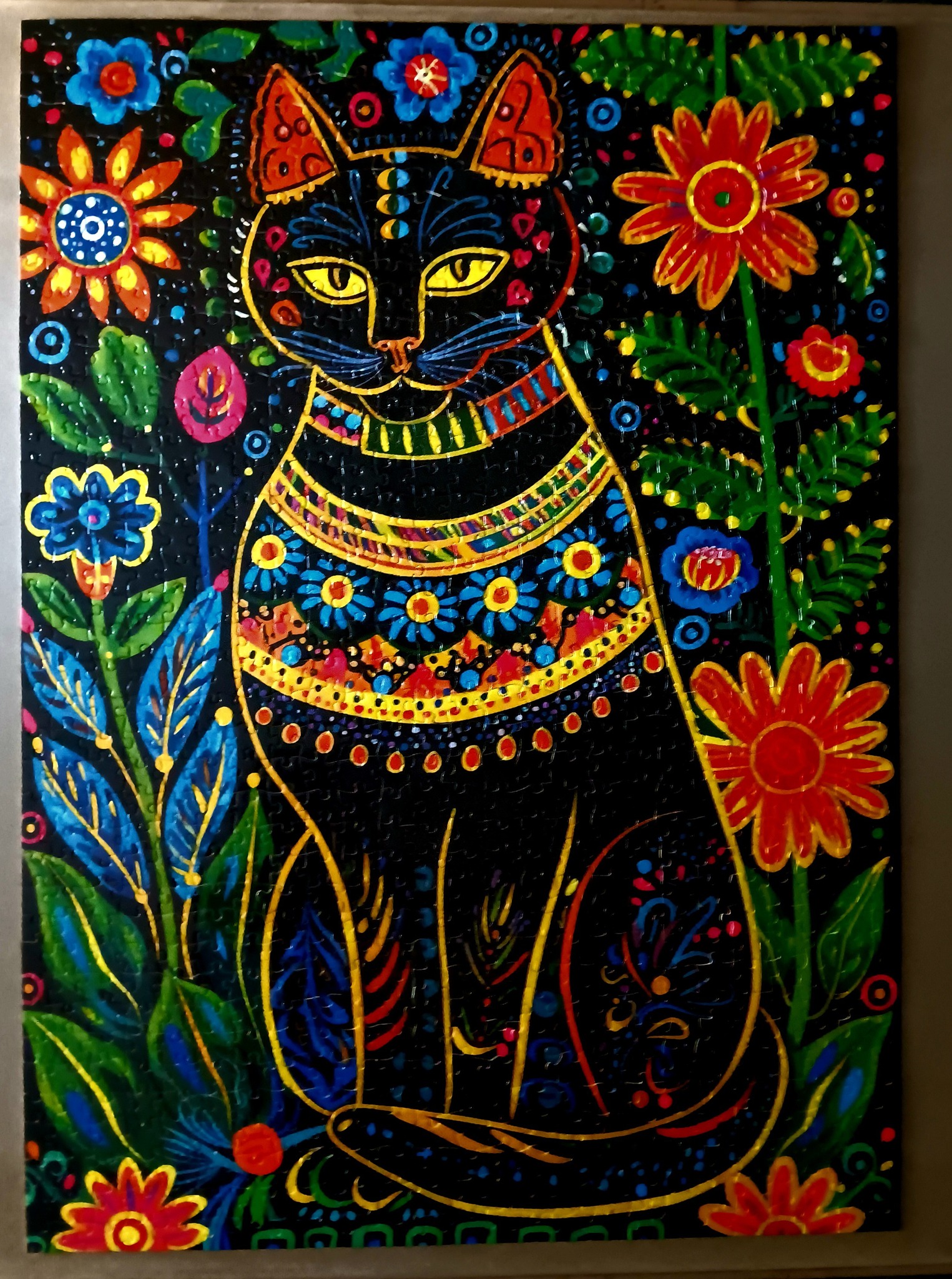 1000 Piece Funny Cat Jigsaw Puzzle - Colorful Kitten & Flower Art, Challenging Puzzle For Adults, Family Game Night