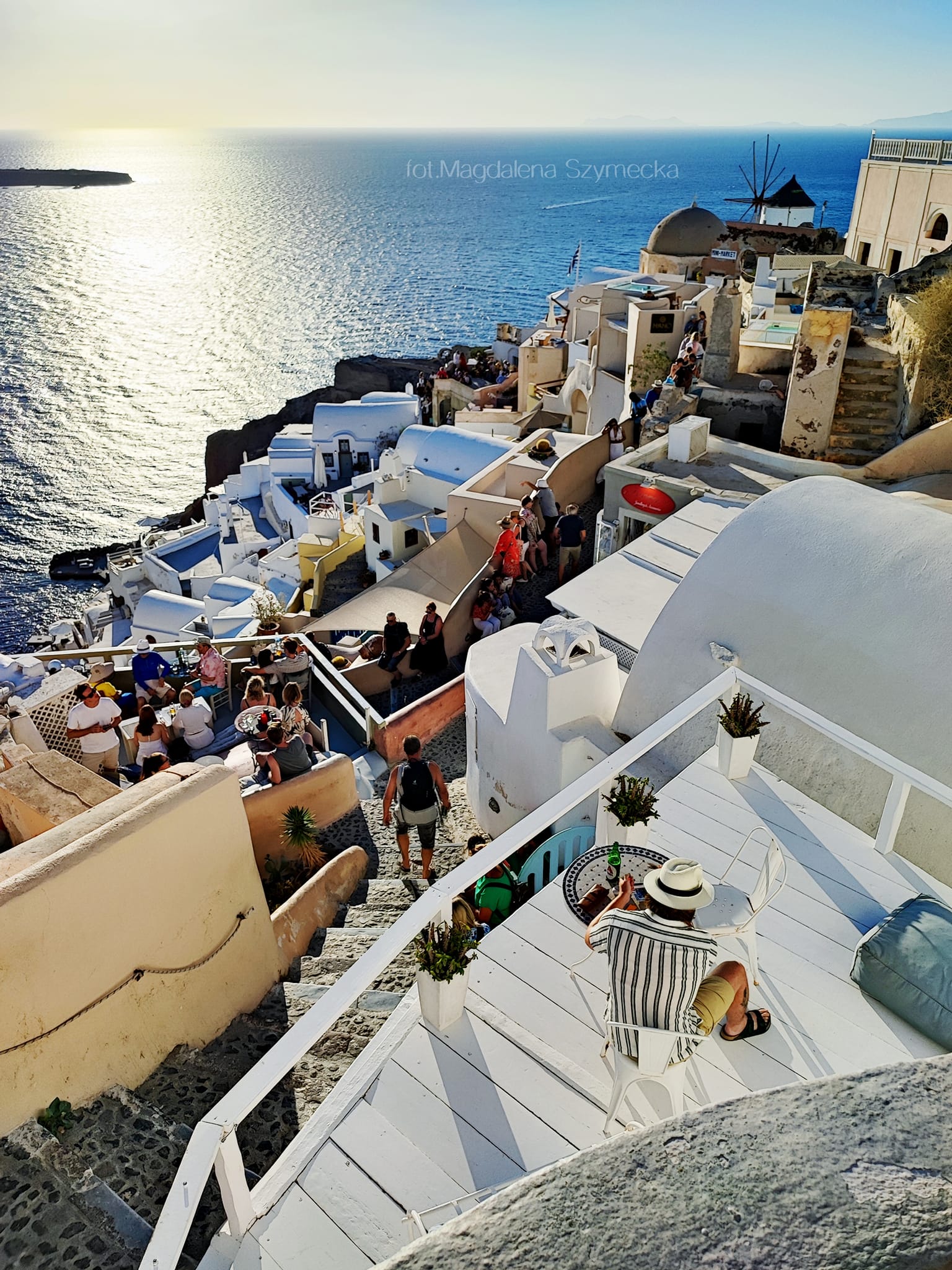 Waiting for the sunsets. Santorini 1999. Look at those crowds