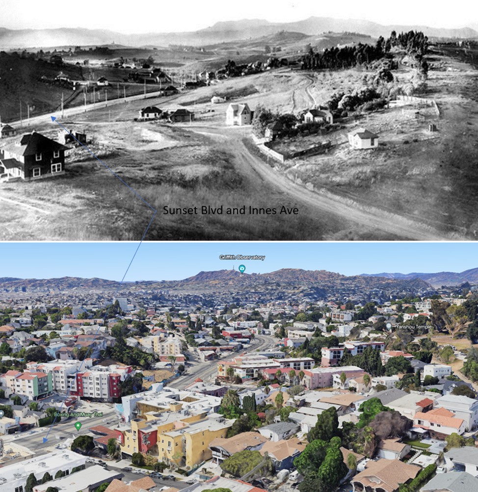 Echo Park view at Sunset Blvd and Innes Ave in 1903
