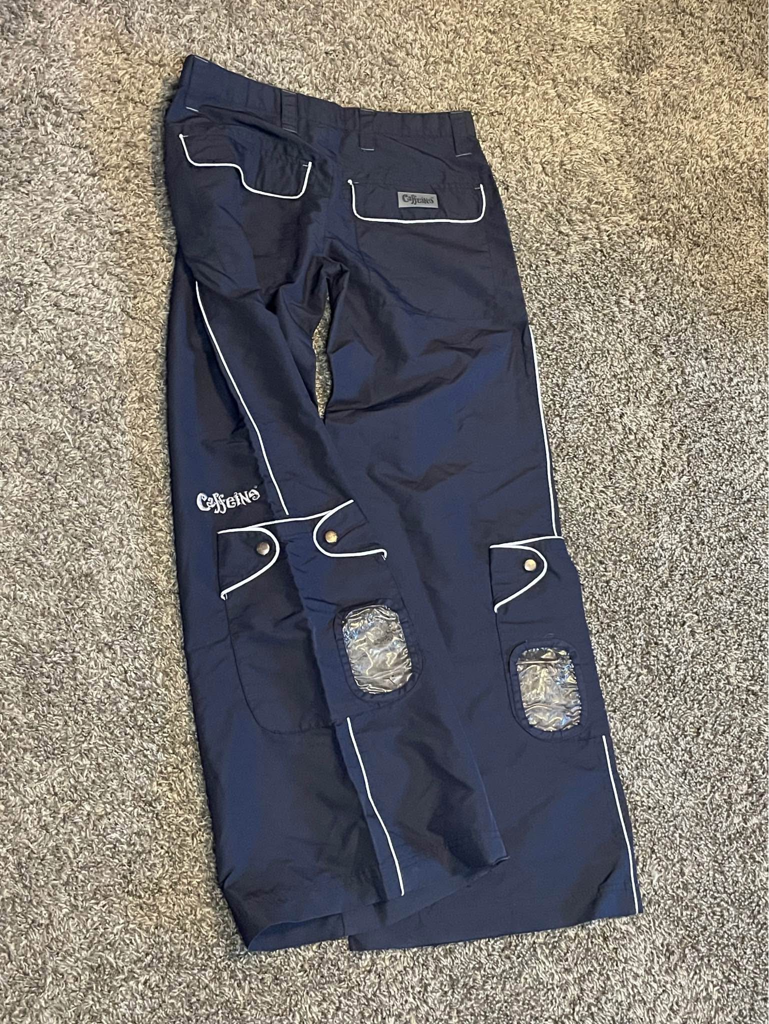 Vintage 90s Caffeine Wide-Leg Pants Y2K Rave Skate Techwear Baggy 