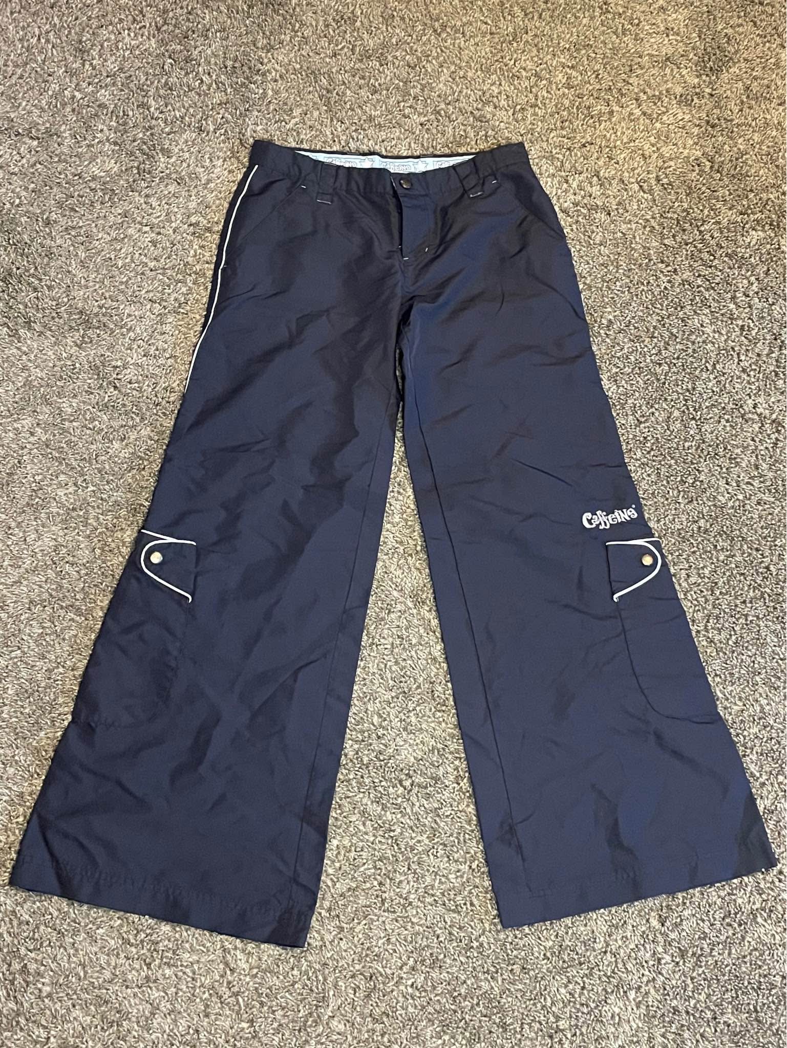 Vintage 90s Caffeine Wide-Leg Pants Y2K Rave Skate Techwear Baggy 