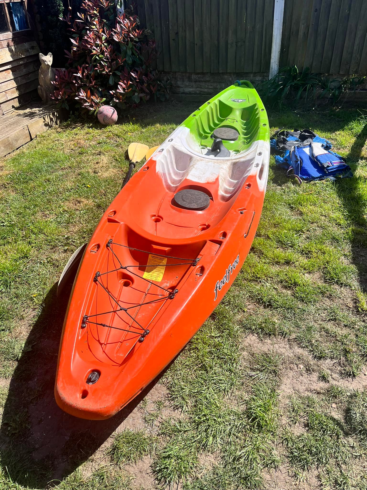 FeelFree Gemini Tandem Kayak – 2+1 with Skeg, Seats, Paddles, PFDs 