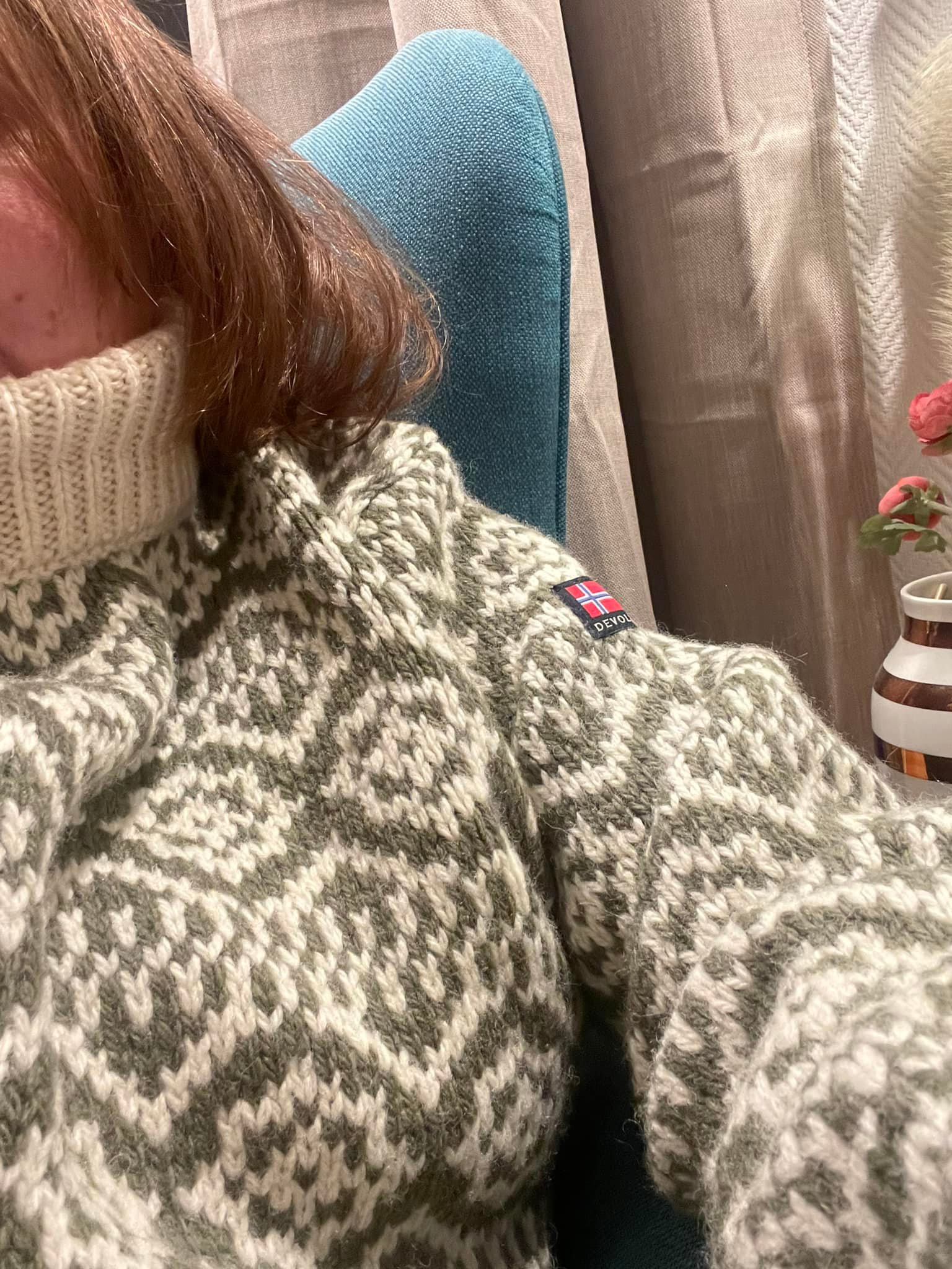 Me and my new Devold Hoddevik wool high neck sweater in green. So 