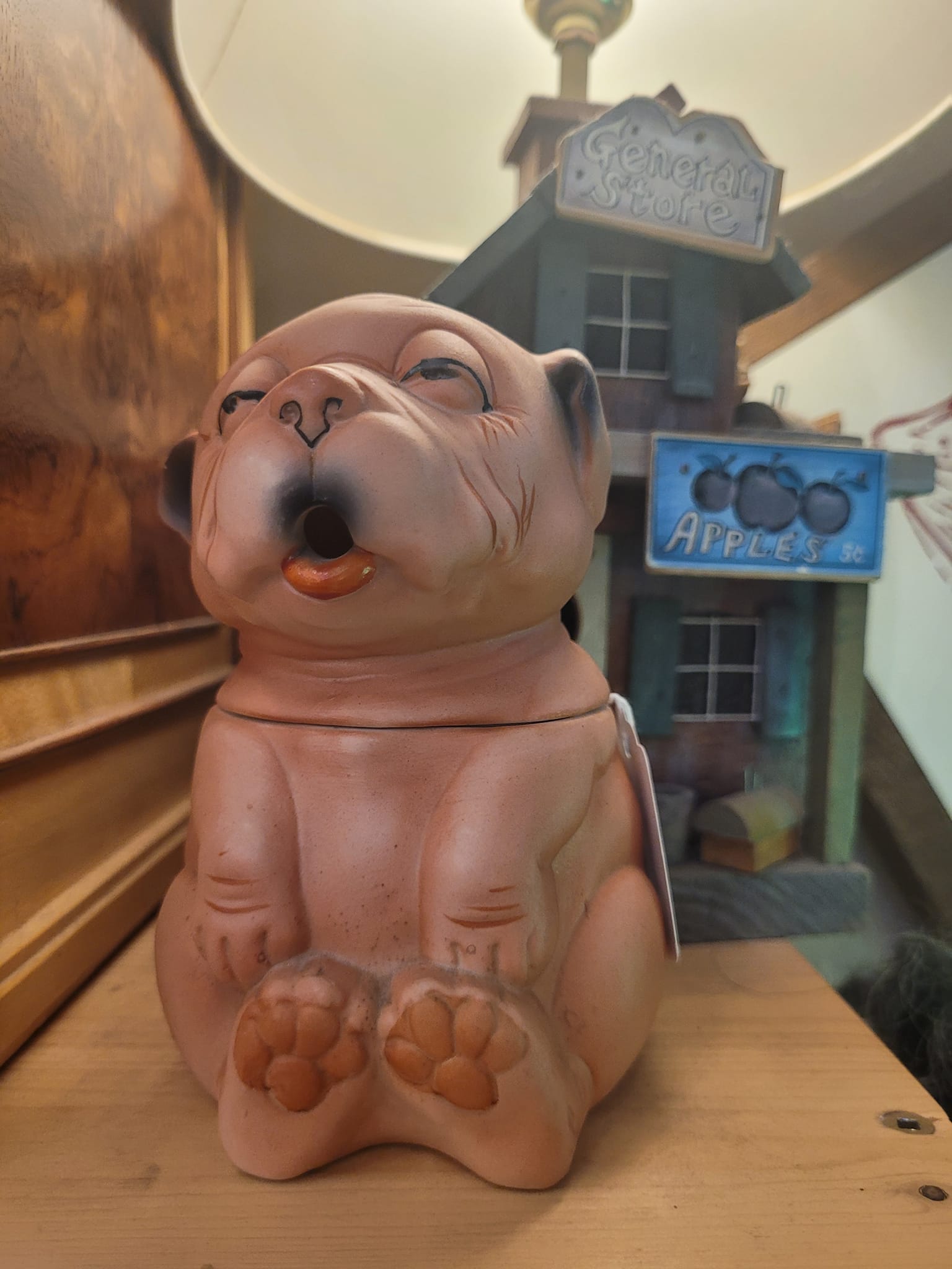 Quirky 1930s Bonzo the Dog figurine with hole