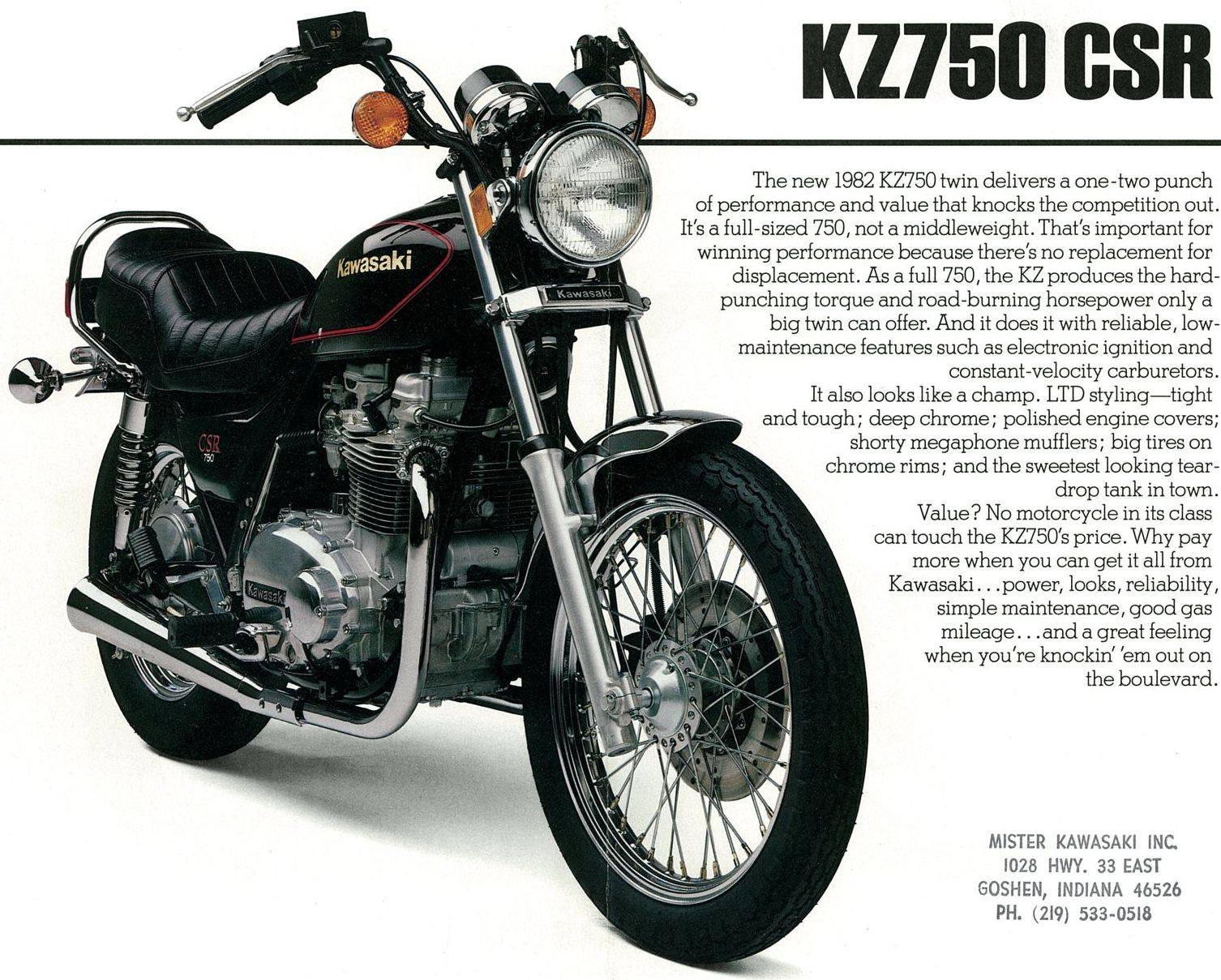 KAWASAKIs Kustom Twin, the KZ750 CSR for 1981, 