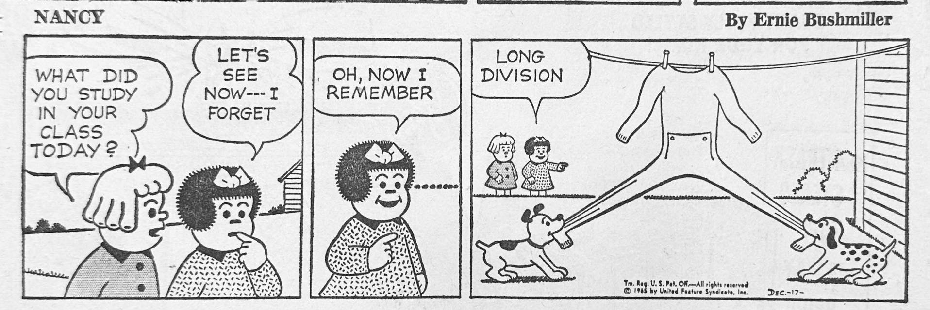 Nancy comic strips comparison 1945 and 1965