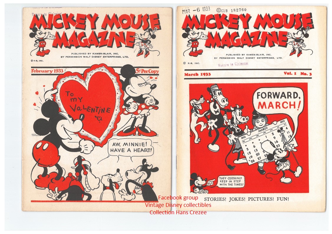 1933 Mickey Mouse magazines with Library of Congress copyright letter