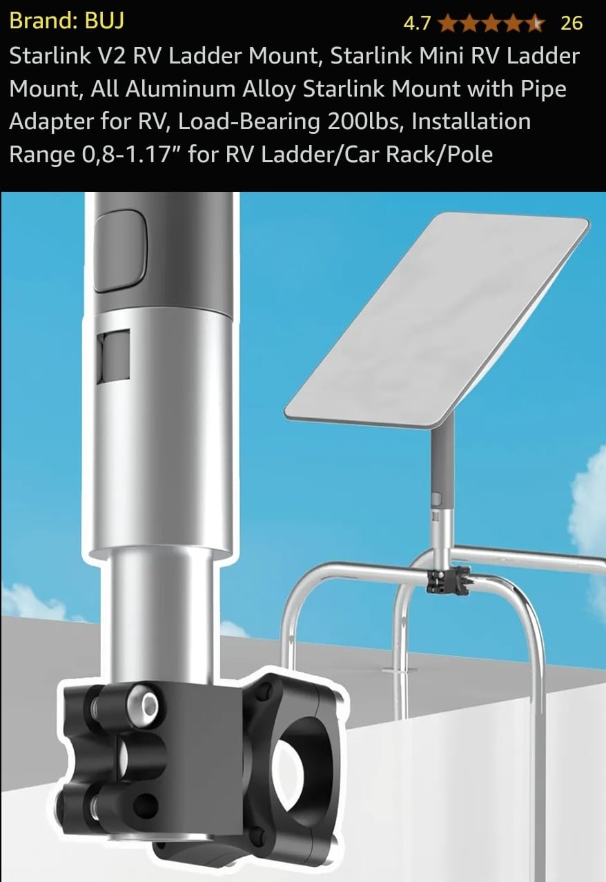 How to secure Starlink Mini antenna to RV ladder pole kit