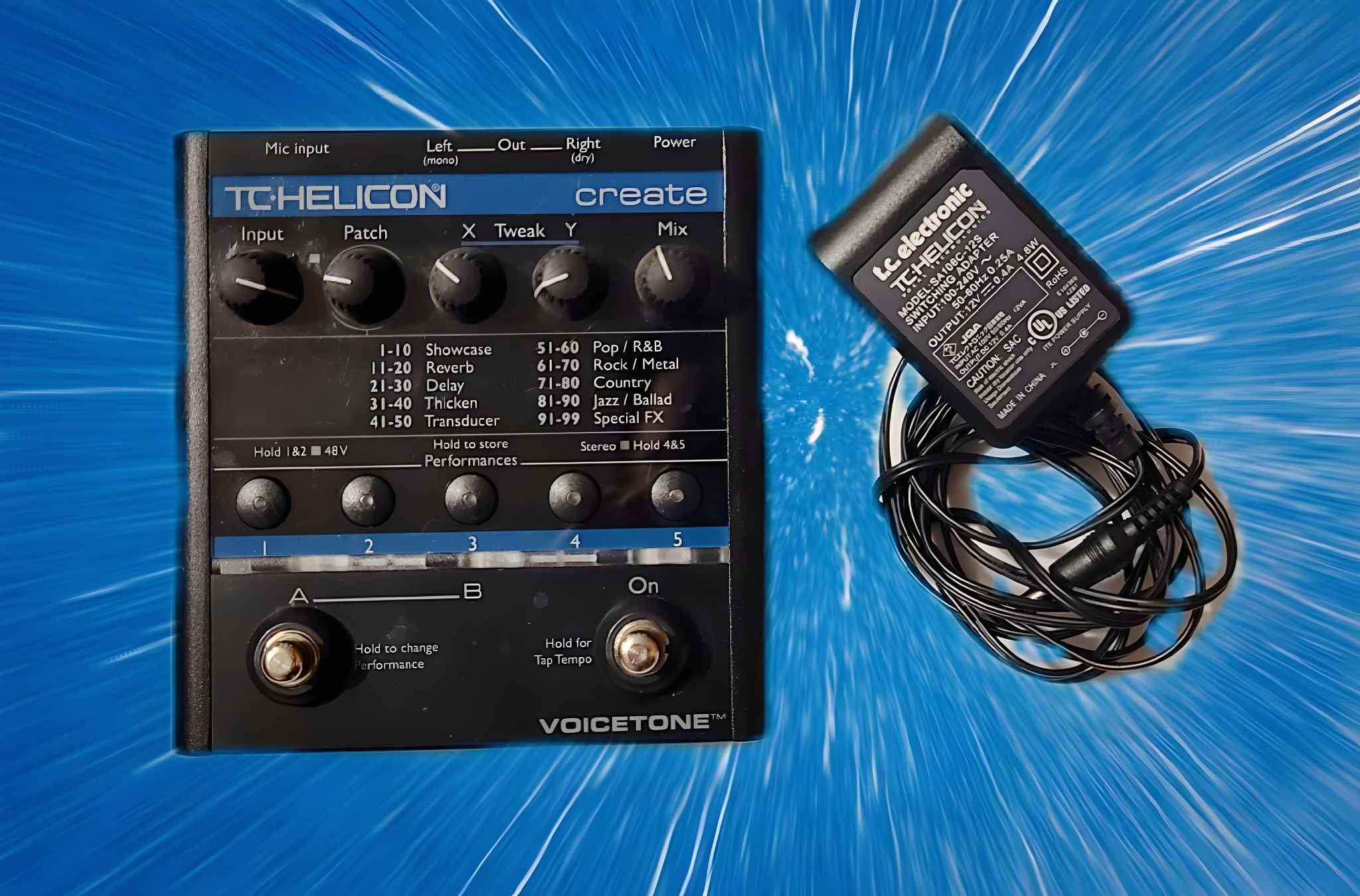 12V Power Adapter For TC Helicon Voicetone Create-XT Pedal - 2 Meter Cable 8 thumbnail image