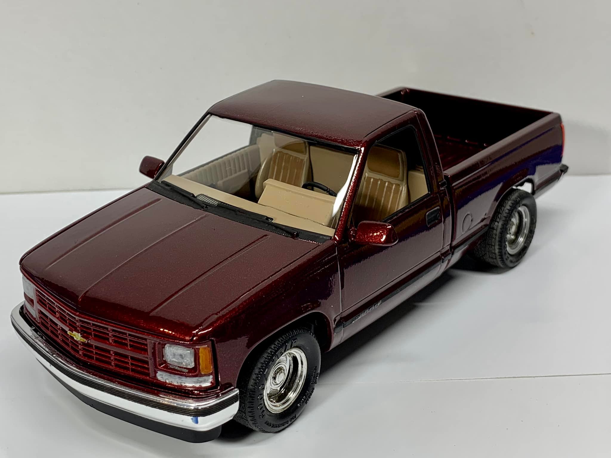 1992 Chevy Silverado short bed model car build with custom paint 
