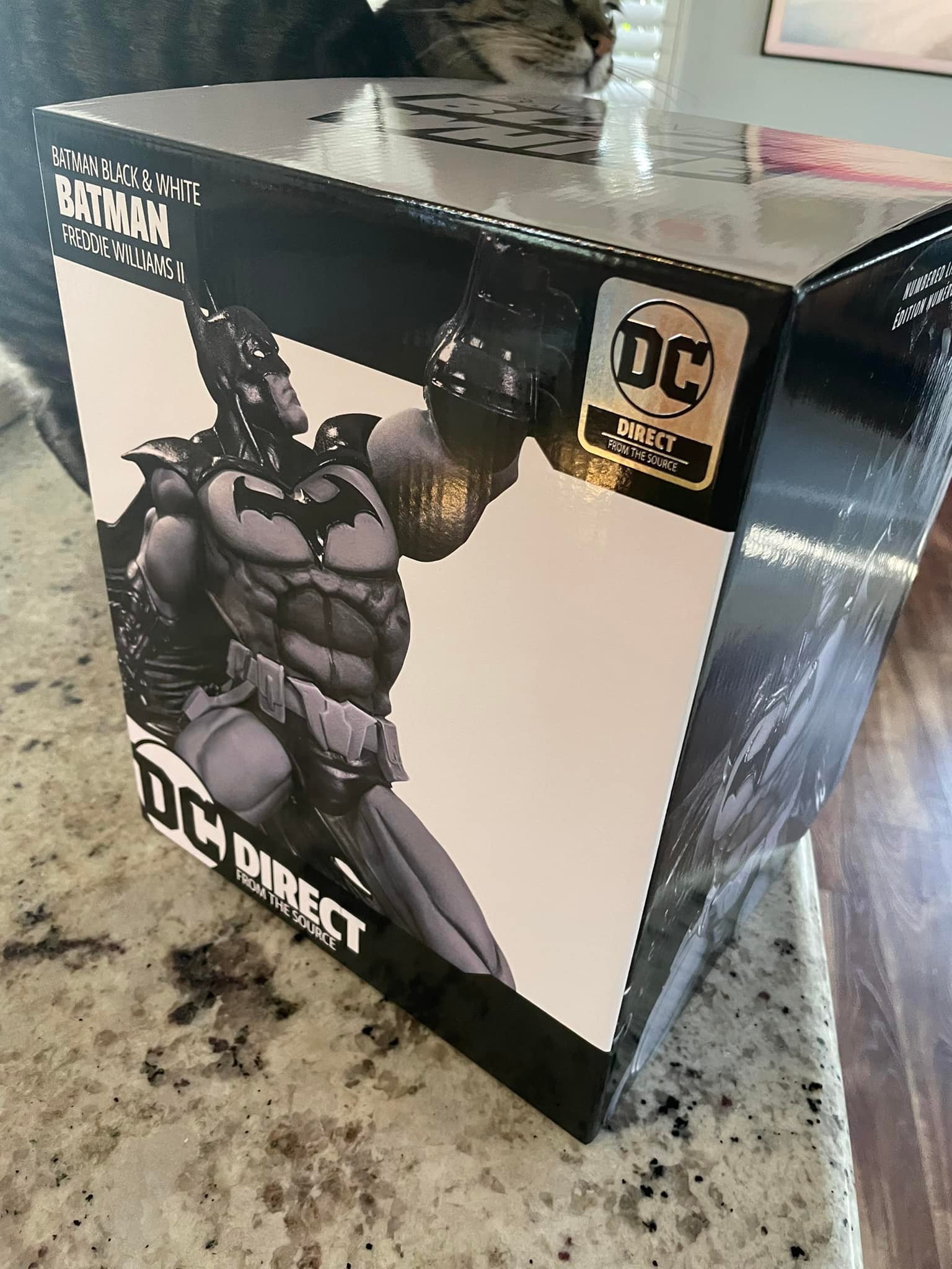 Batman black and white statue sculpted for DC Direct