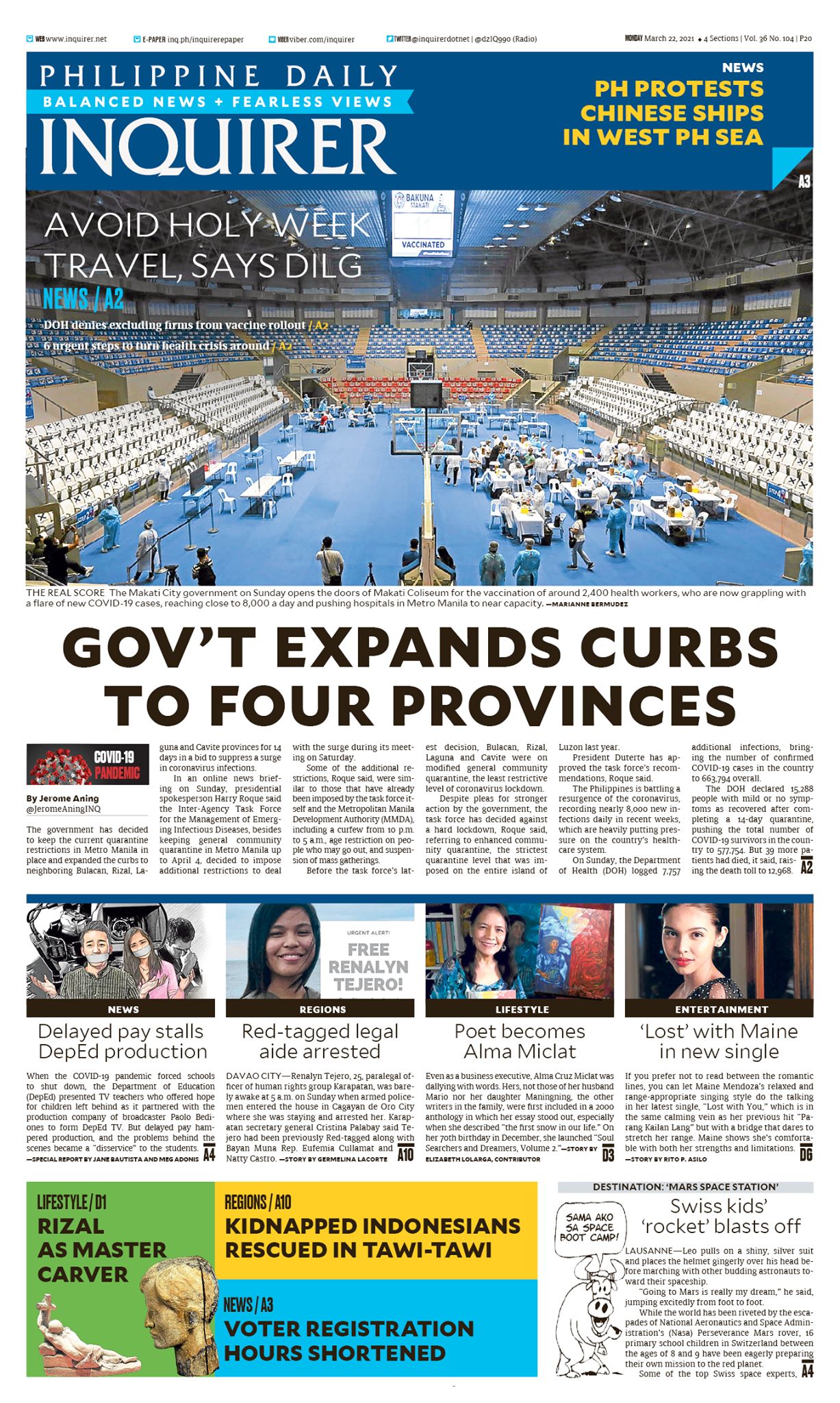 INQUIRER.net - Today's Inquirer front page (March 22,...