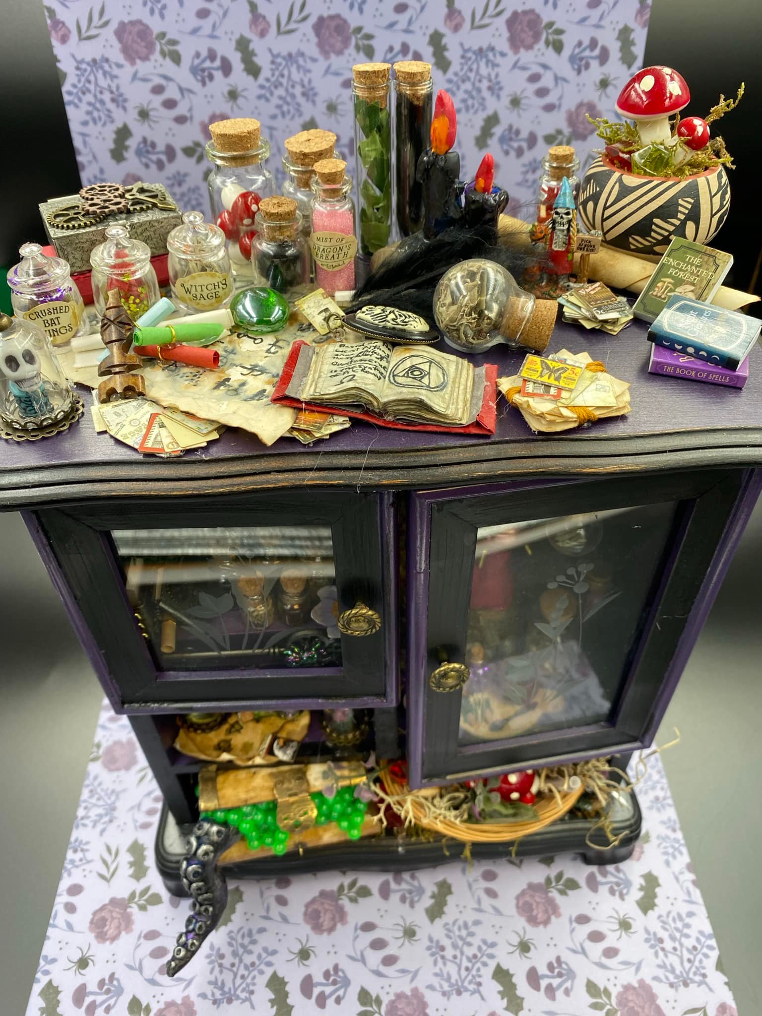 Miniature alchemists cabinet with handmade details