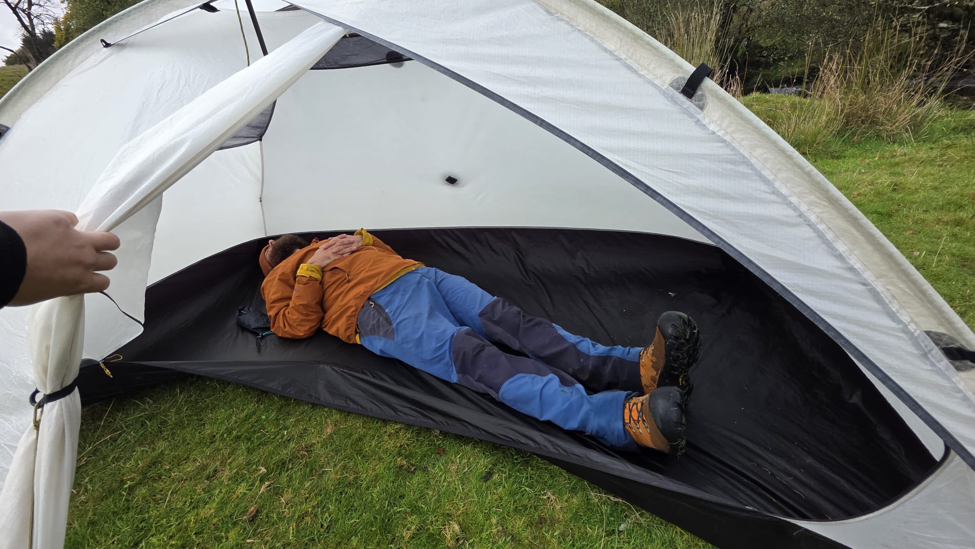 tente de camping 6 places imperméable in stove jack ️ bush craft Color:Tin Grey/Acid Yellow Reinigung der Camper Markise