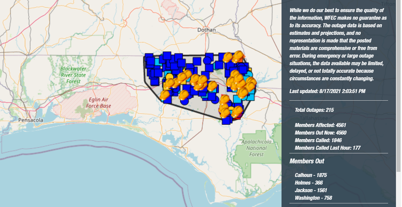 West - There are currently 4,561 members being impacted by outages ...
