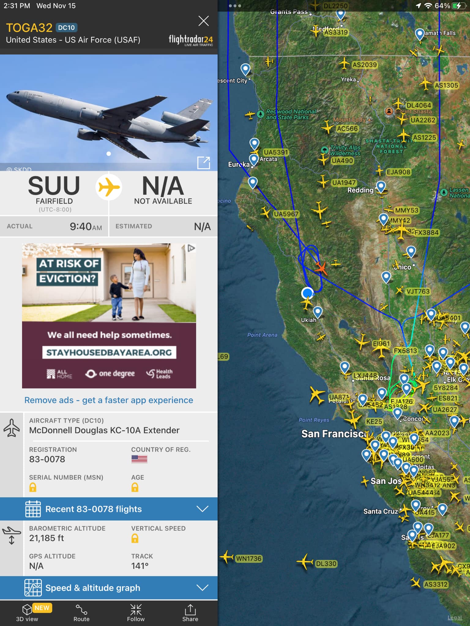 o Military aircraft sightings in SF Bay Area