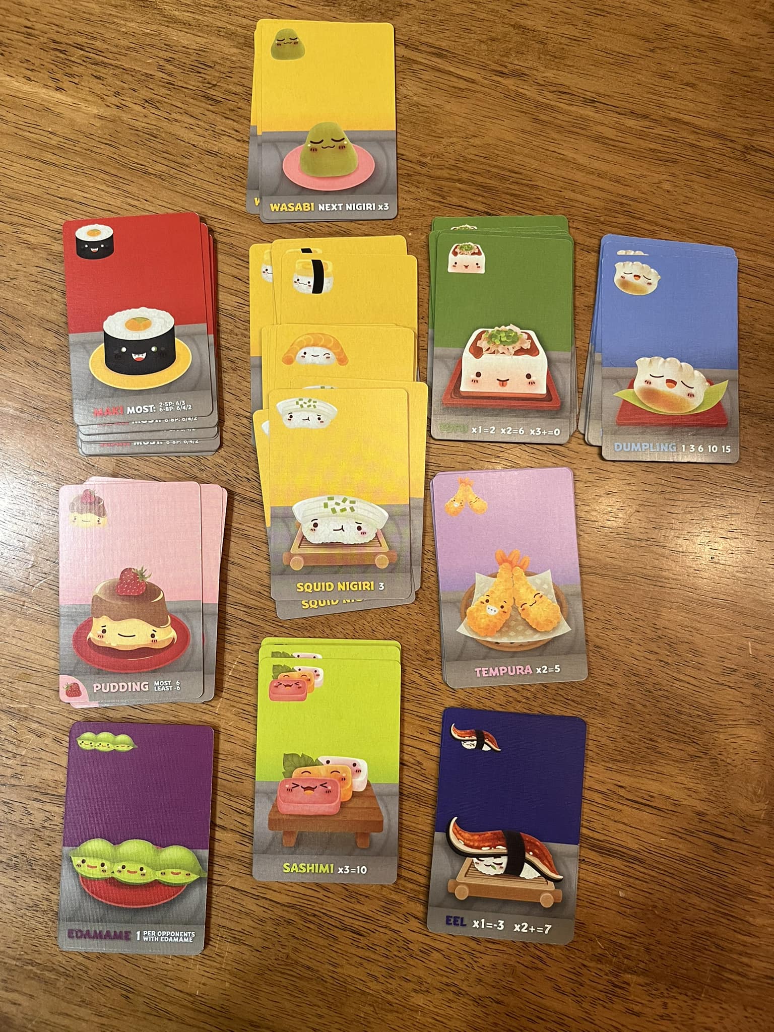 What variant of Sushi Go! has tofu, edamame, and eel cards?