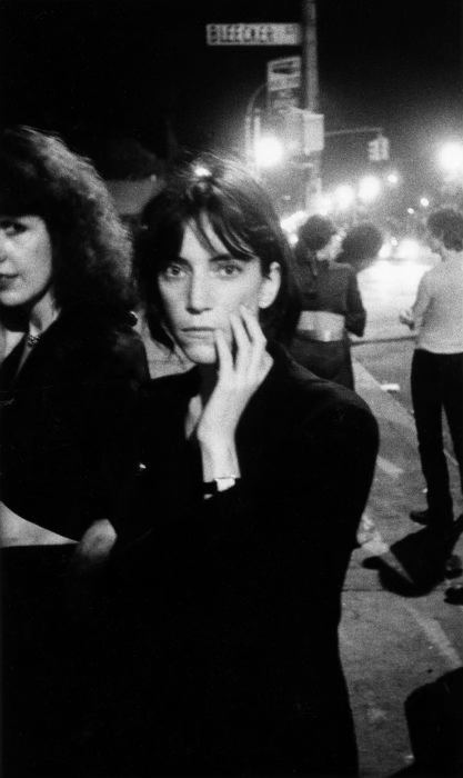 Patti Smith in front of CBGB's in 1976