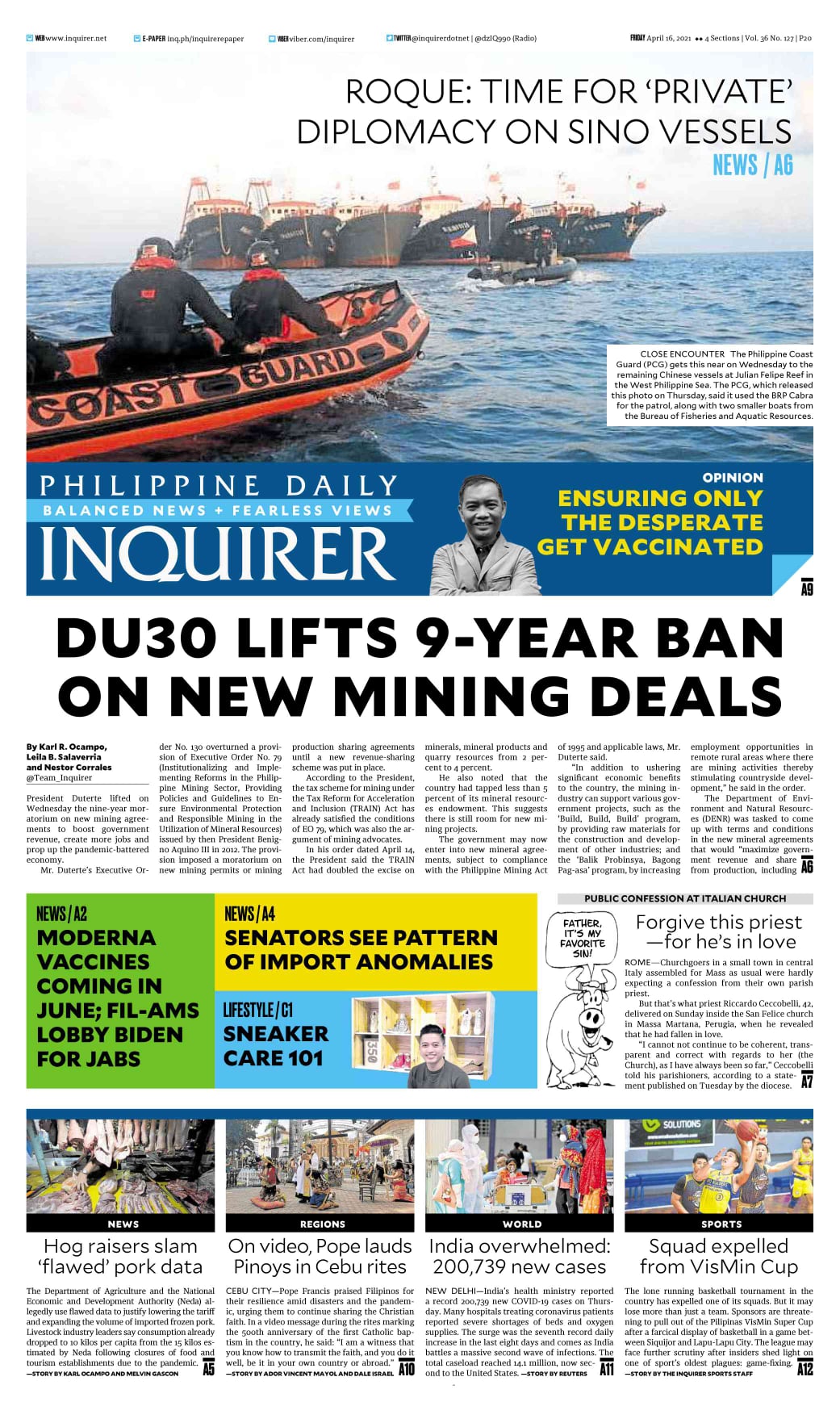INQUIRER.net - Today's Inquirer front page (April 16,...