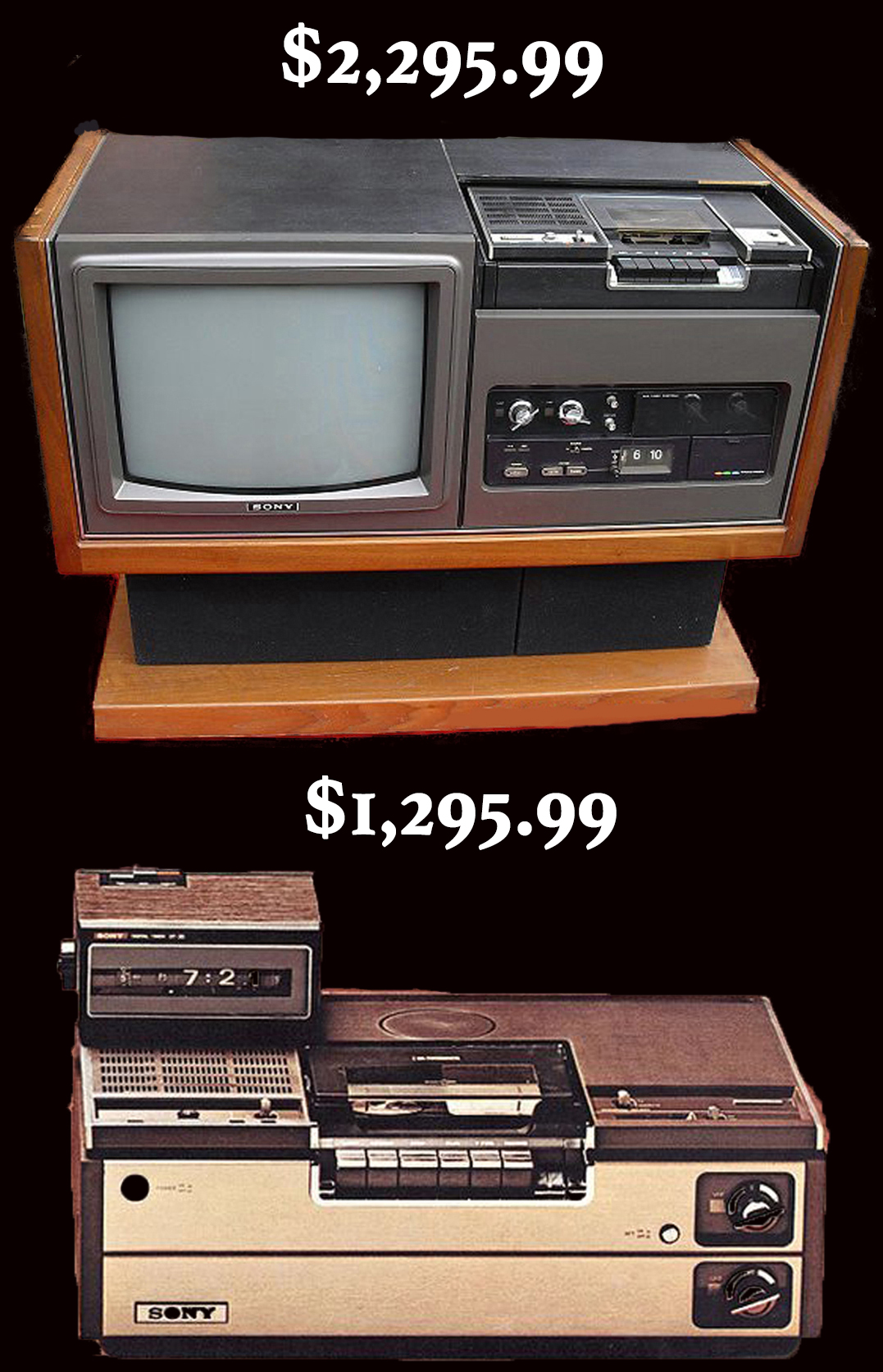 1977 Sony Betamax ad with prices