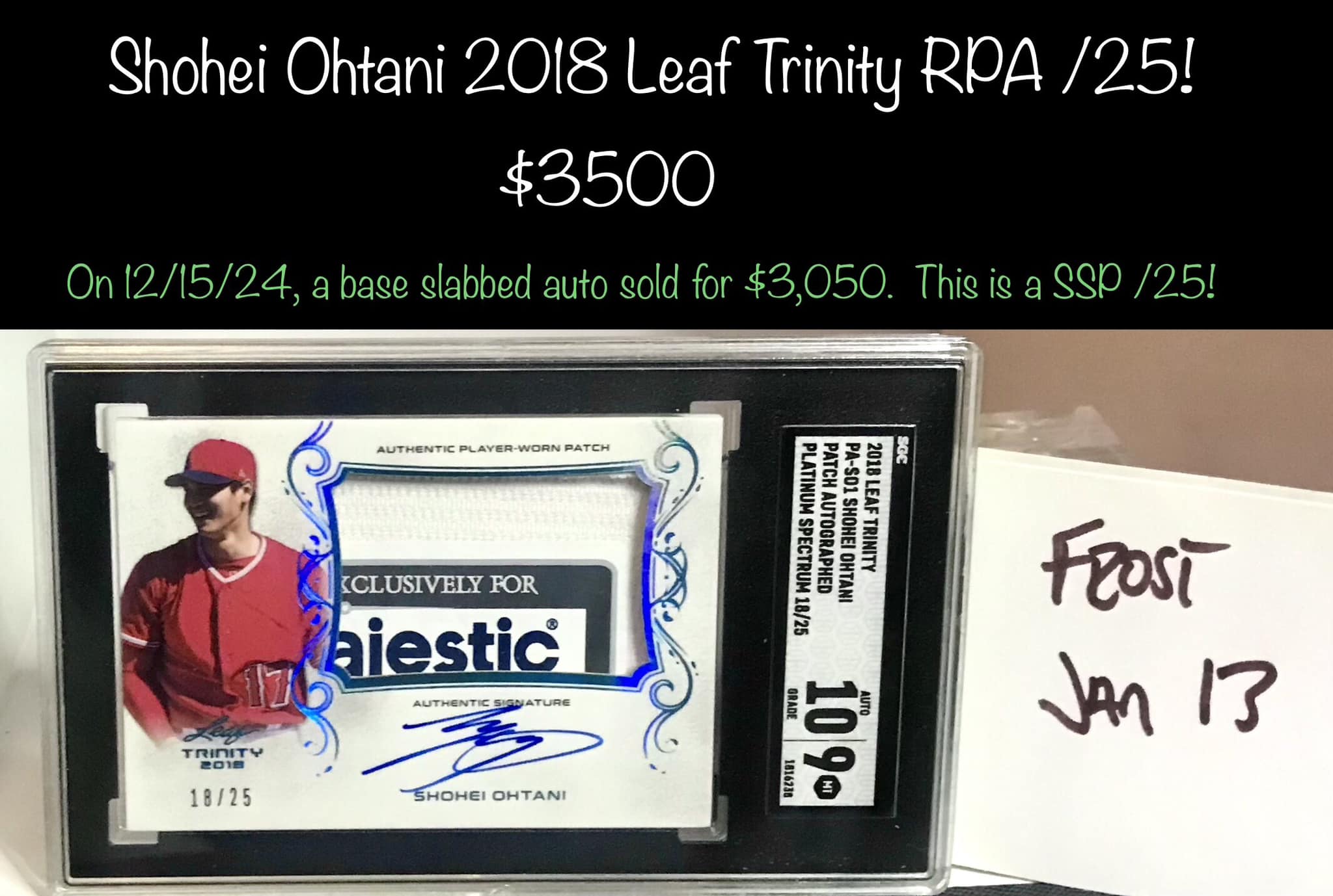 15% OFF!* Shohei Ohtani 2018 Leaf Trinity RPA /25! Sale Price 
