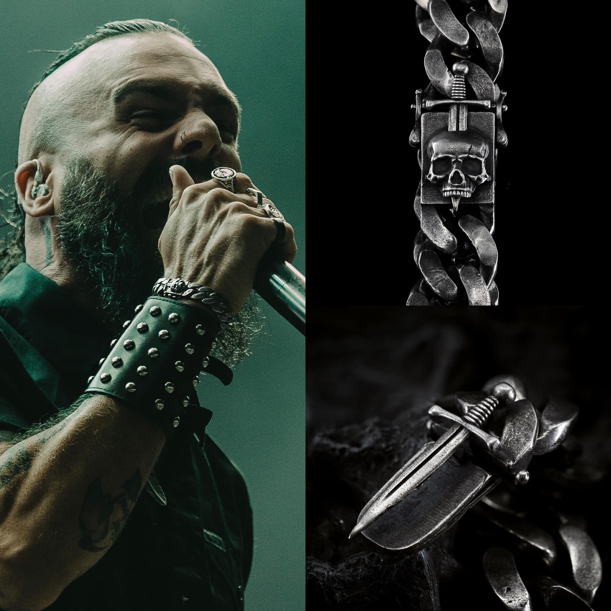 My Leather bracelet featuring the iconic MANOWAR logo on stainless