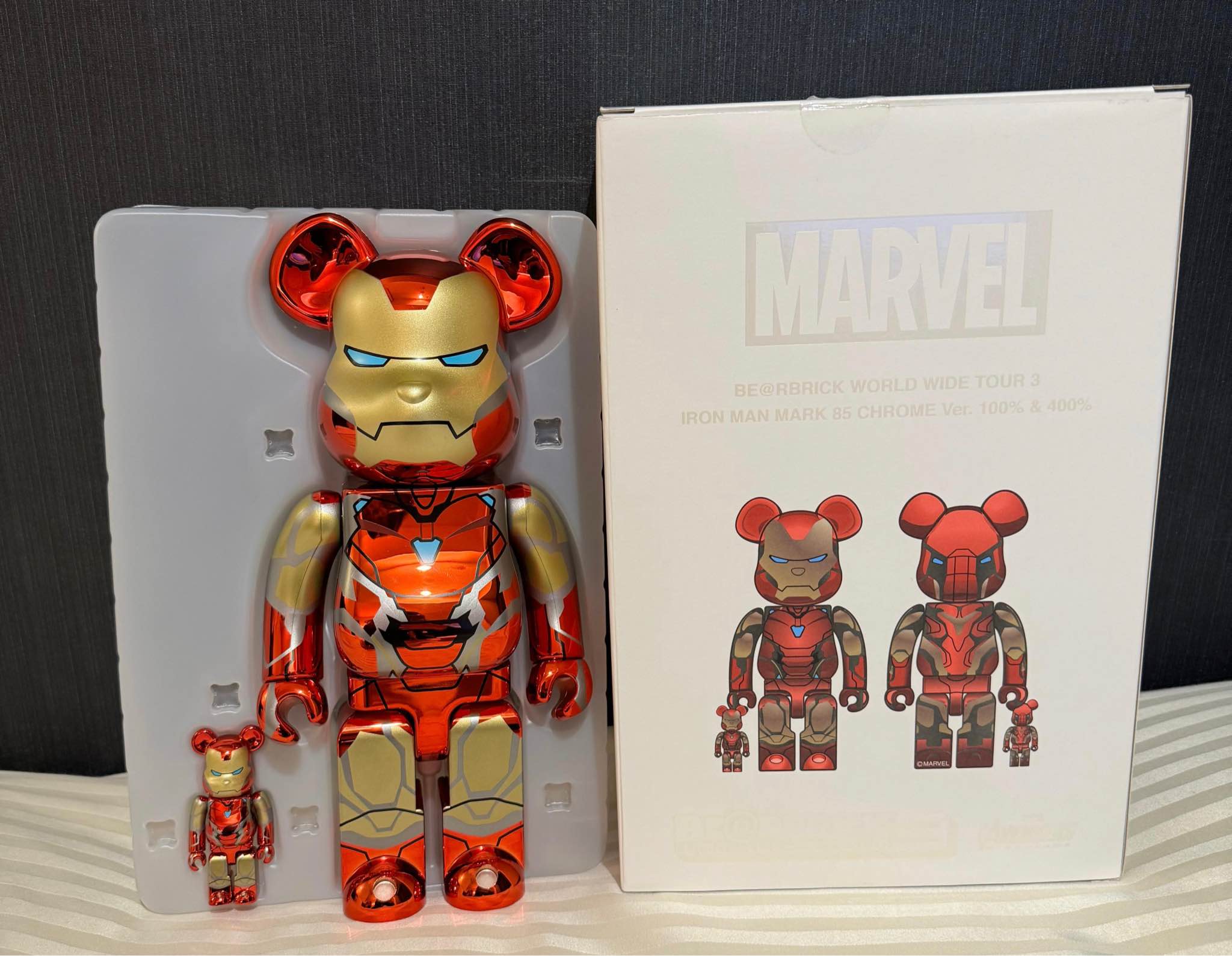 Bearbrick Iron Man Mark 85 Chrome 400% + 100%. $250 (SOLD) | New 