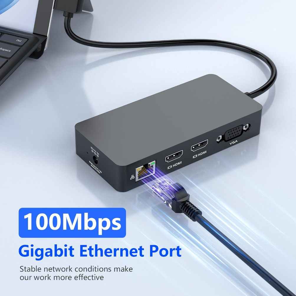 USB C Docking Station USB C 12 in 1 Hub Dual Monitor Multiport Adapter Triple Display 2 HDMI VGA
