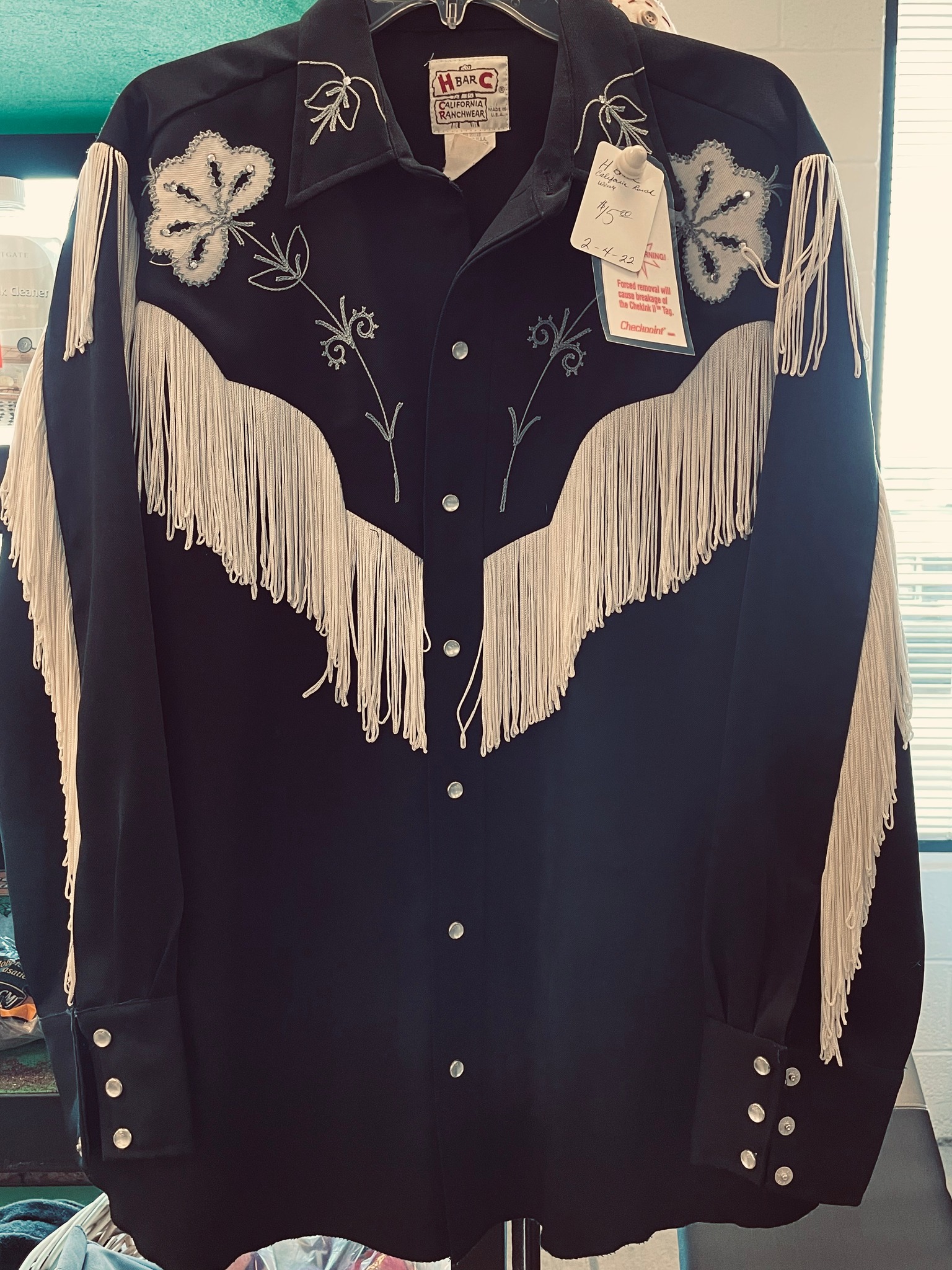 Chemise Western Vintage H Bar C California Ranchwear - Années 60 - Franges Et Boutons Nacrés - Occasion Bon état