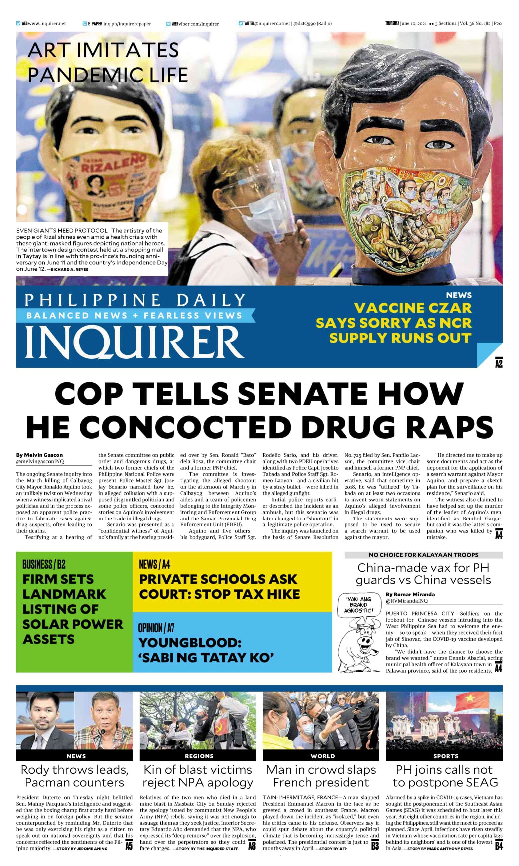 INQUIRER.net - Today's Inquirer front page (June 10, 2021). More at inq ...
