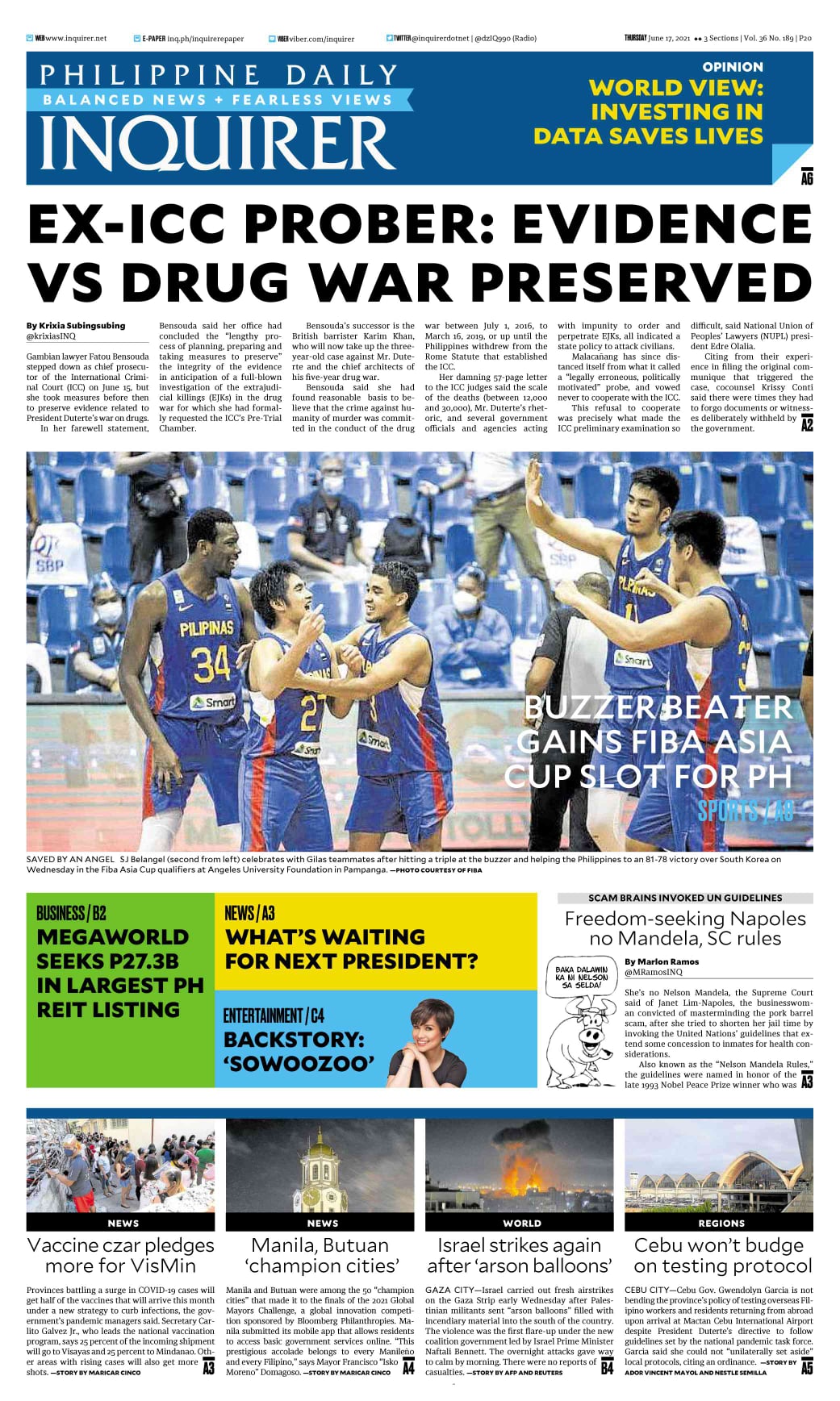 INQUIRER.net - Today's Inquirer front page (June 17,...
