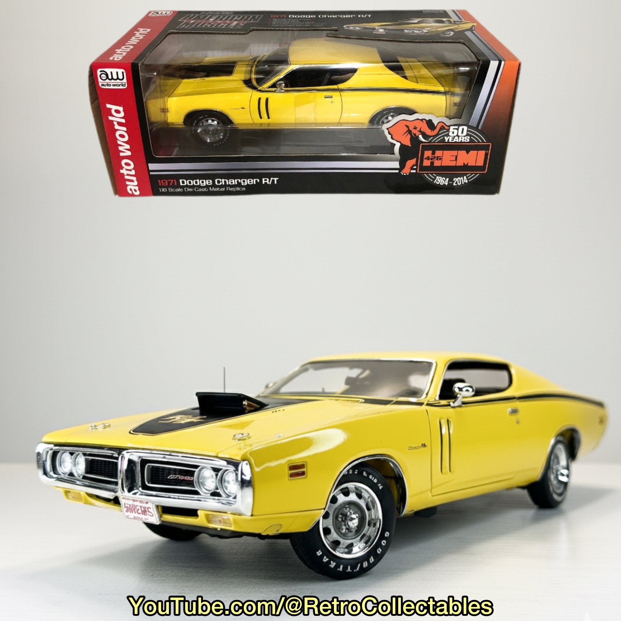 1971 Dodge Challenger R/T diecast model in Gy8 Gold Metallic