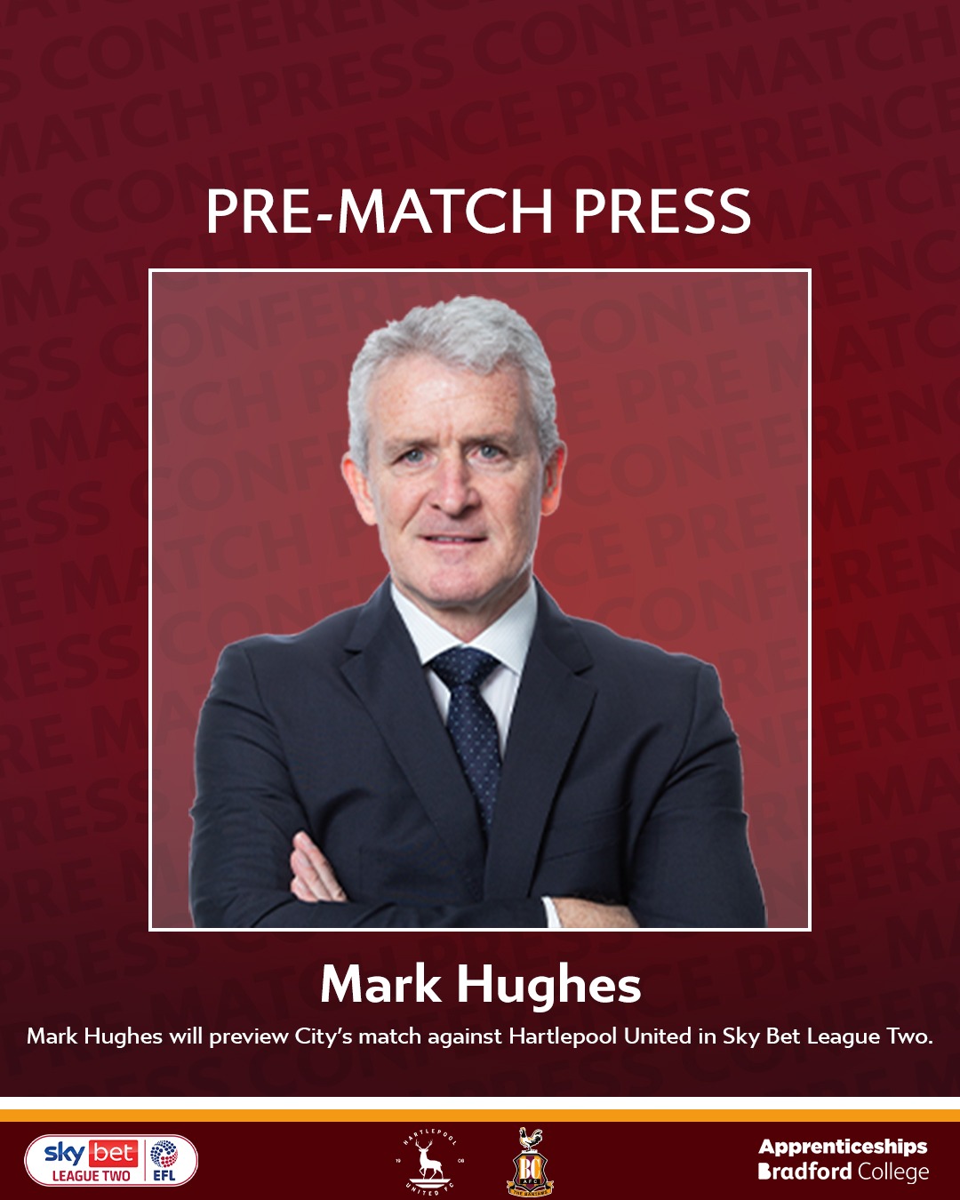 🎙 PRESS CONFERENCE | Mark Hughes has... - Bradford City AFC | Facebook