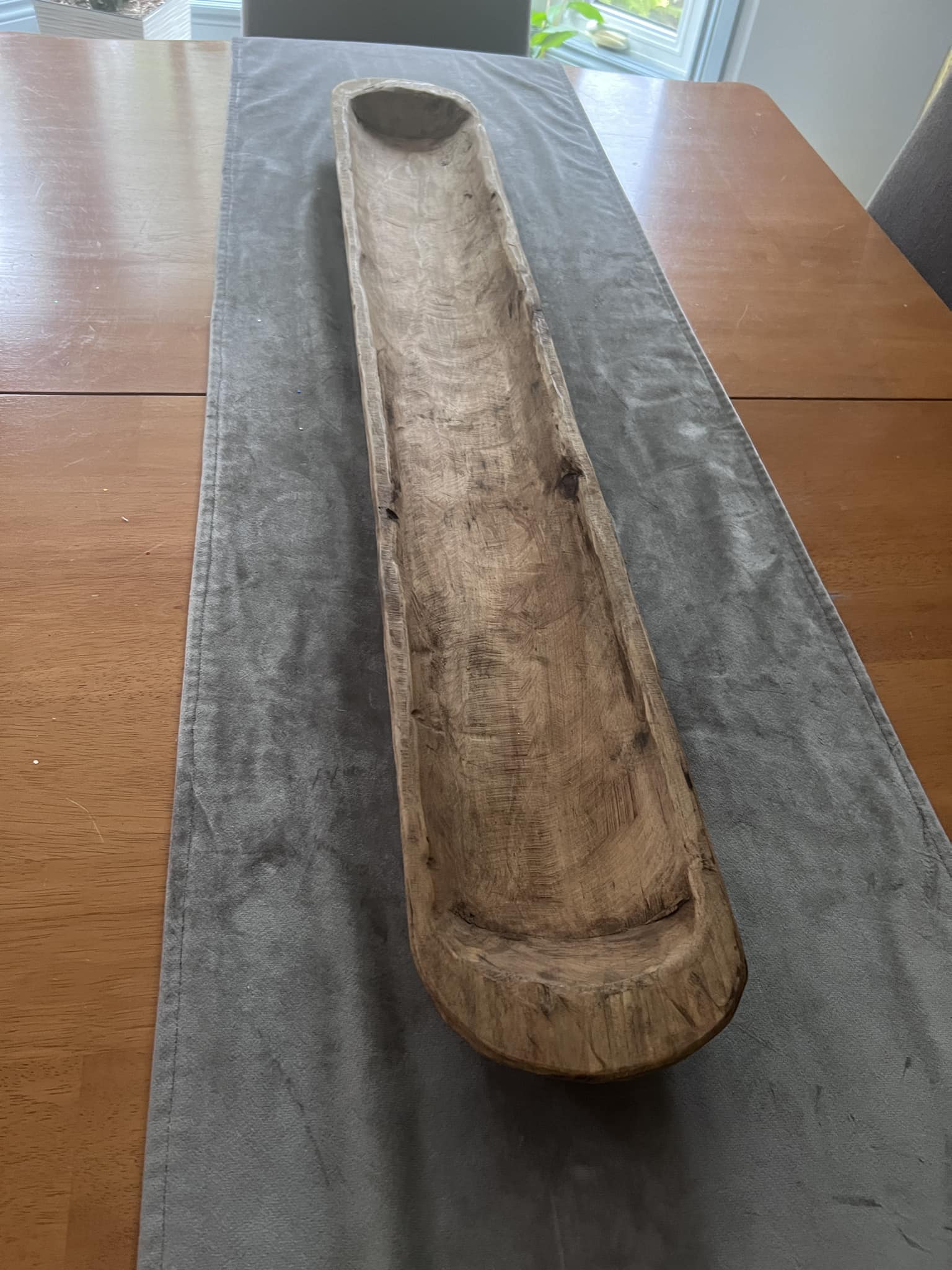 30 Inch Long Wooden Dough Bowl Decor - Handcarved Spanish Oak Centerpiece Bowl For Farmhouse Decor