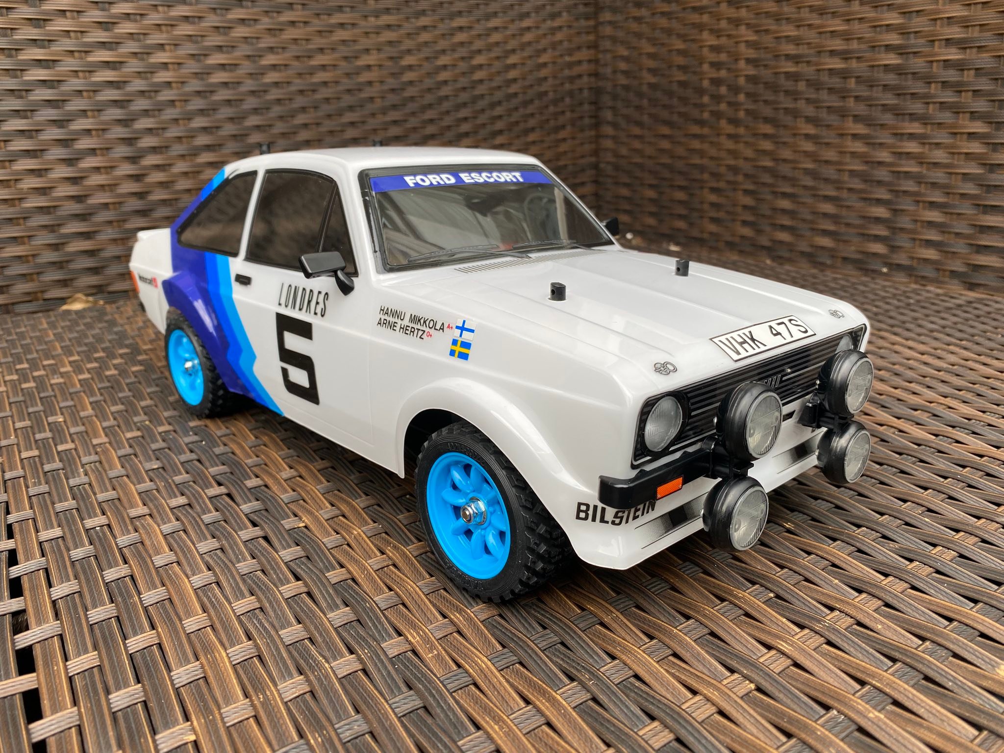 Tamiya Rally Ford Escort model finished on MF-01X chassis