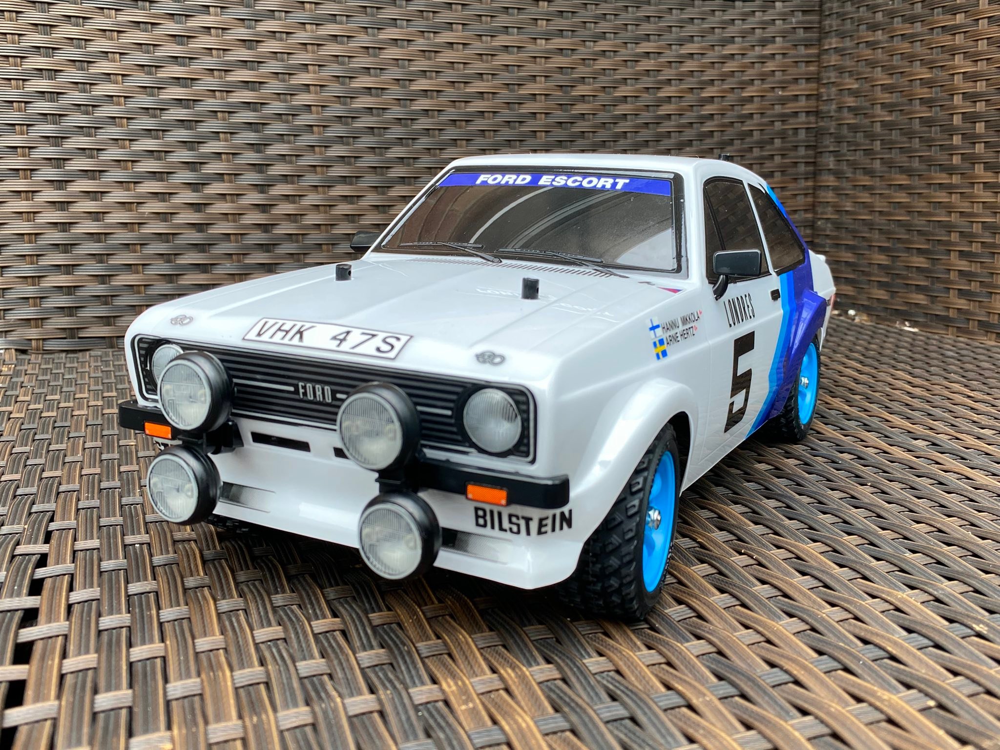 Tamiya Rally Ford Escort model finished on MF-01X chassis