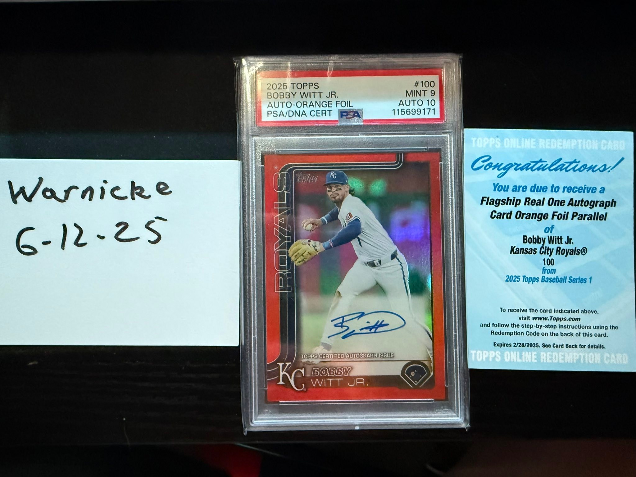 Redemption for 2022 Topps Gold Label Bobby Witt Jr autograph