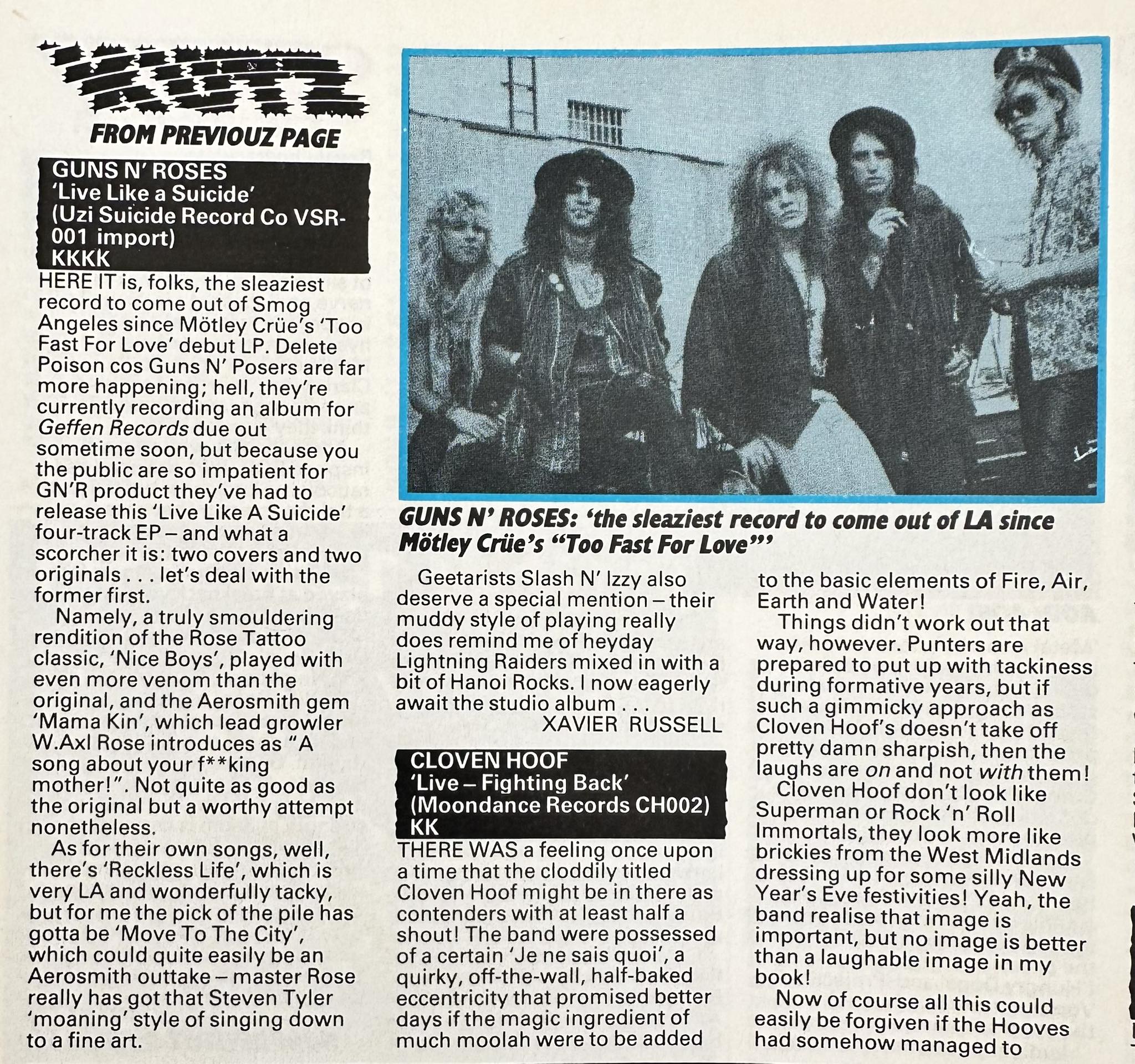 First review of Guns 'n' Roses - Live Like a Suicide on Uzi