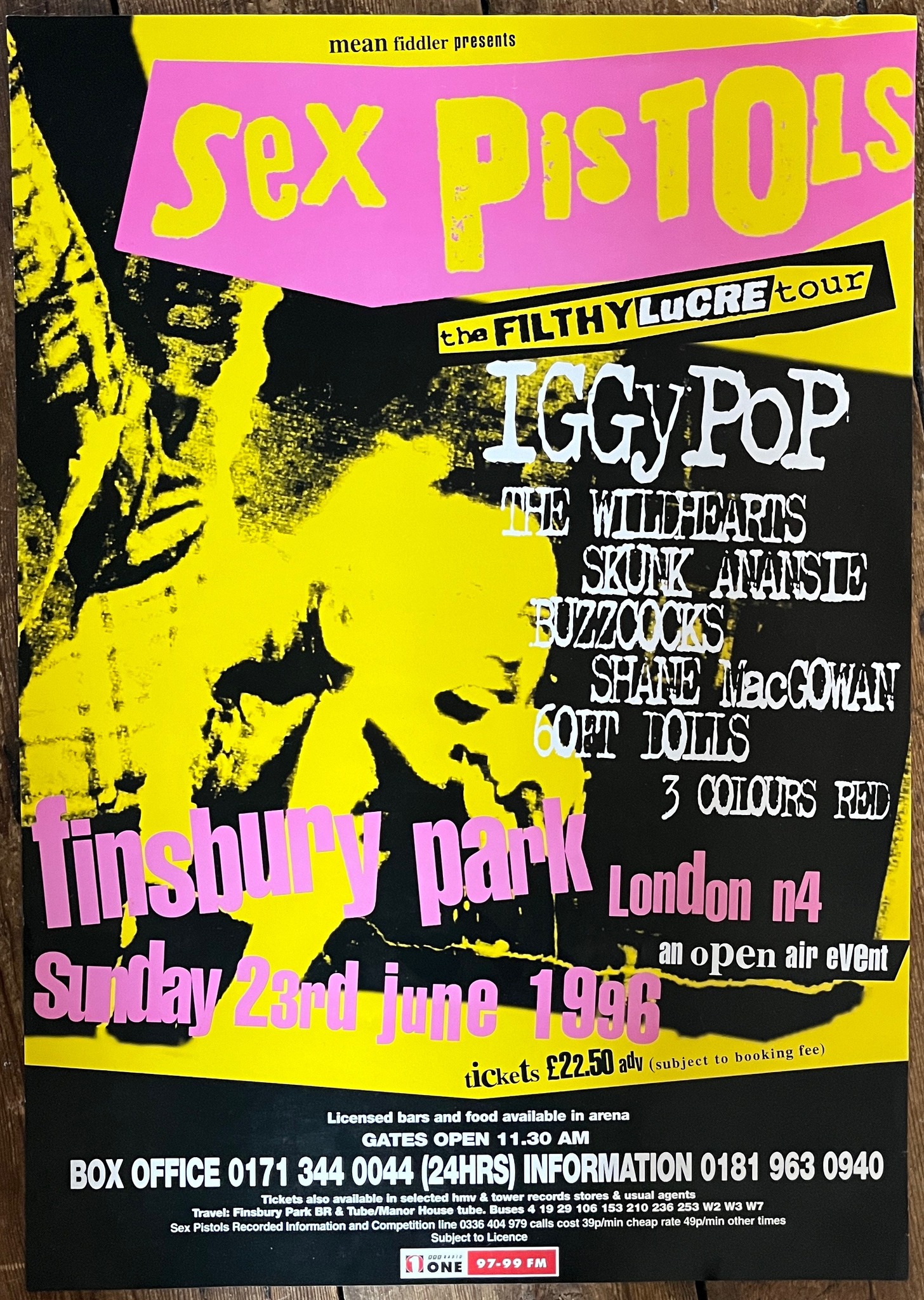 Sex Pistols 1996 Filthy Lucre tour promotional poster for sale