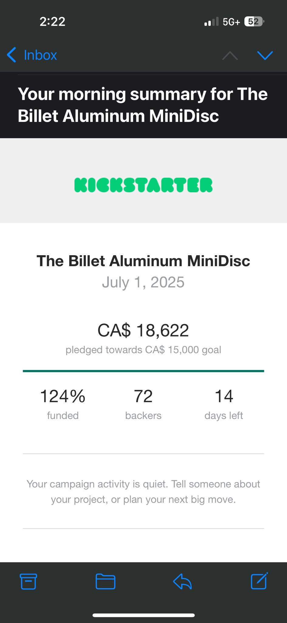 Minidisc billet aluminum Kickstarter update