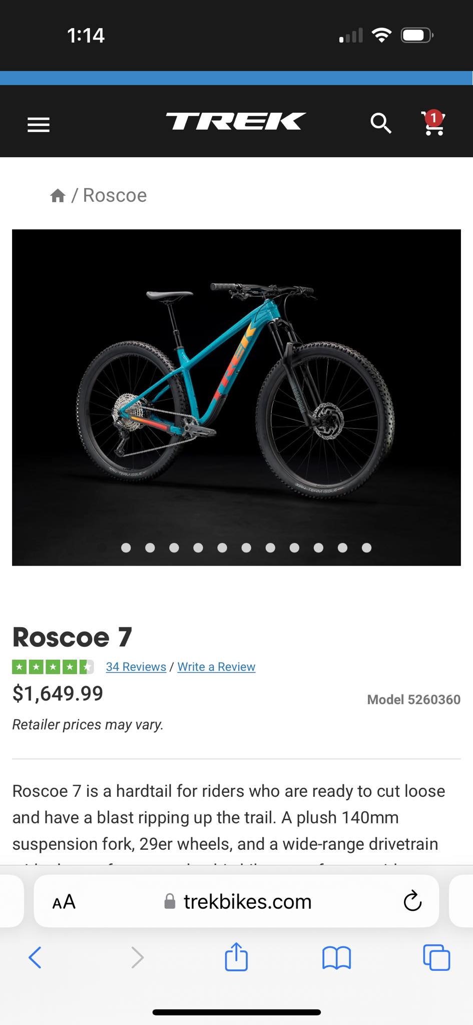 Mountain biking Roscoe 7 size recommendations
