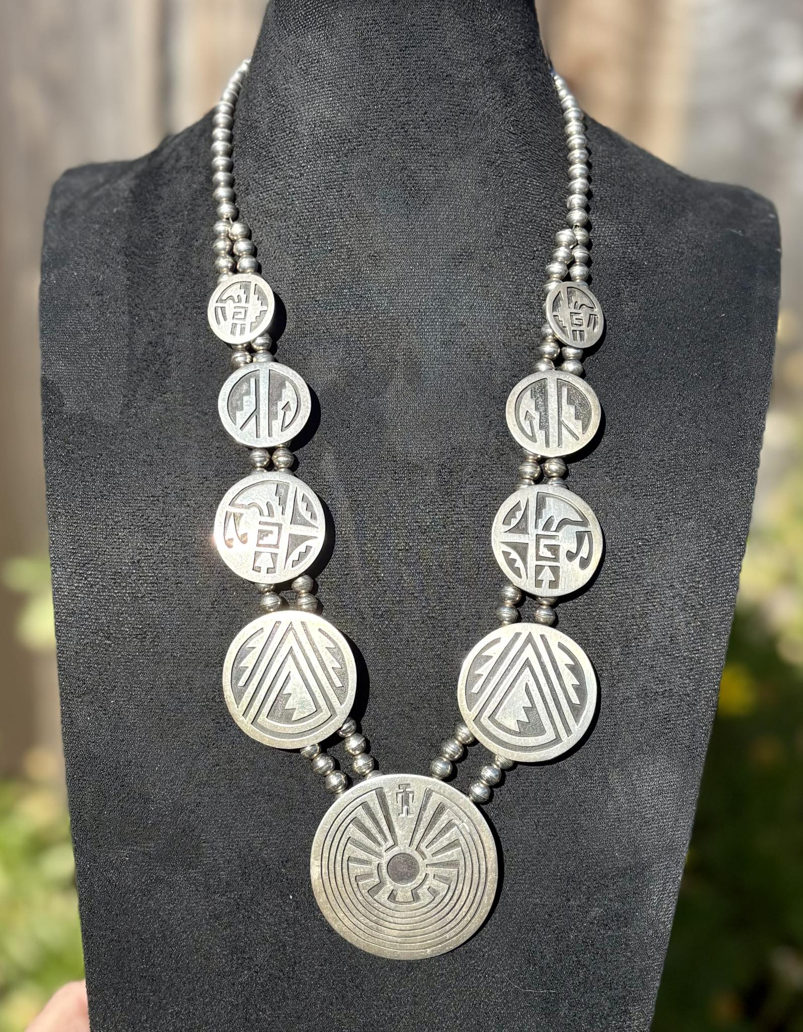 Hopi Man in the Maze sterling necklace by Gilbert Ortega