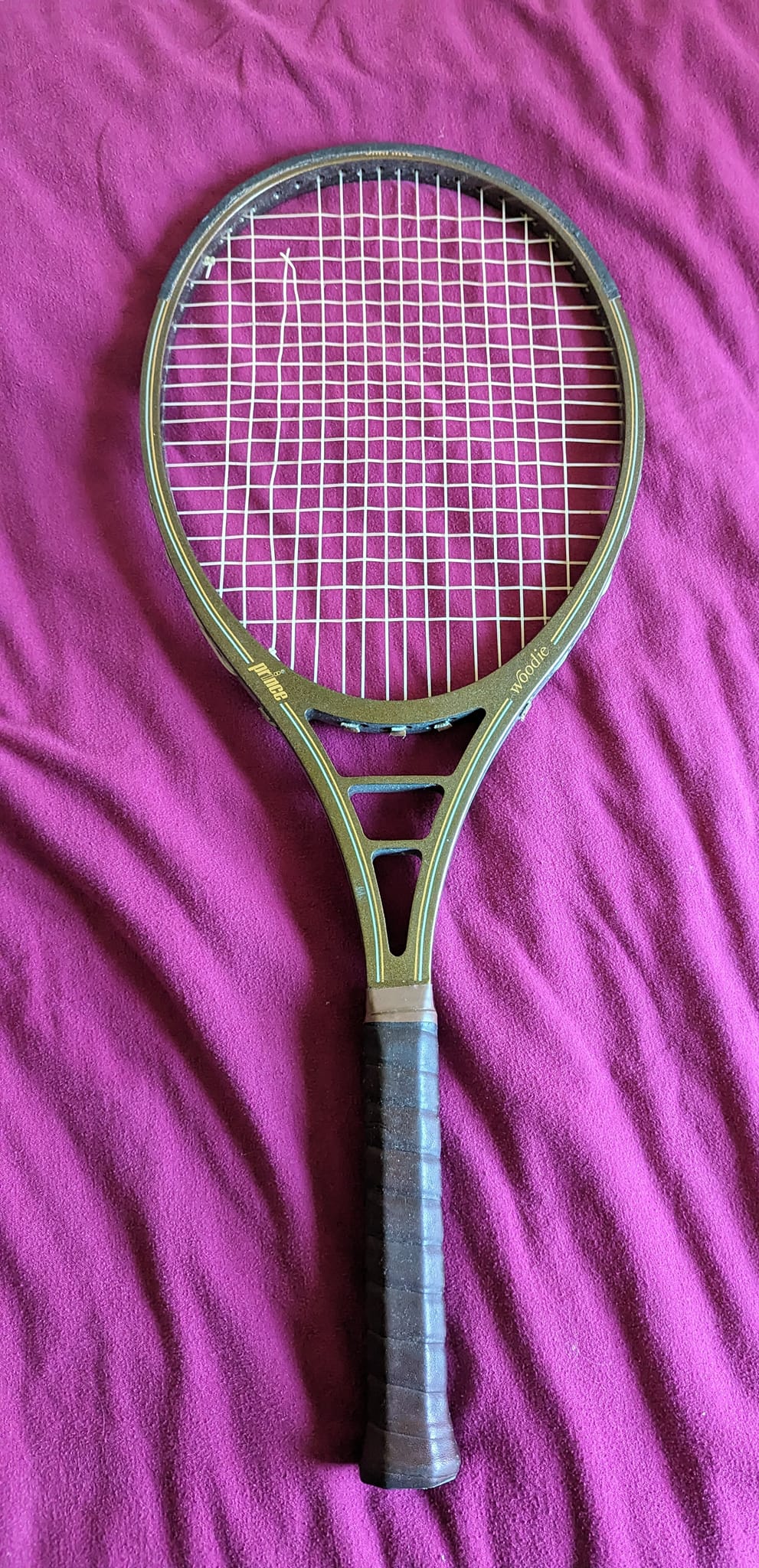 Rare Prince Woodie Tennis Racket with Unique Features